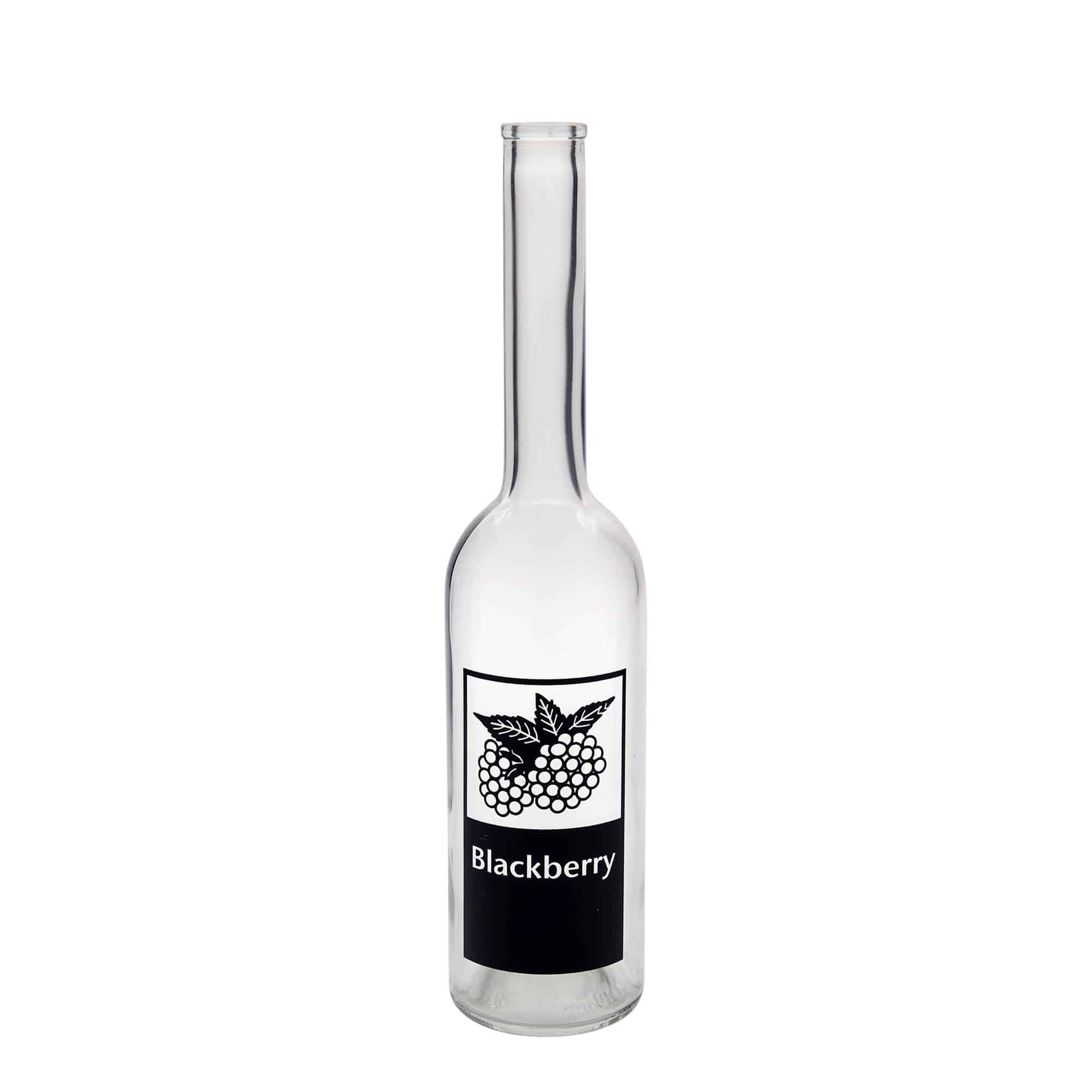 500 ml glasflaska 'Opera', motiv: björnbär, mynning: kork