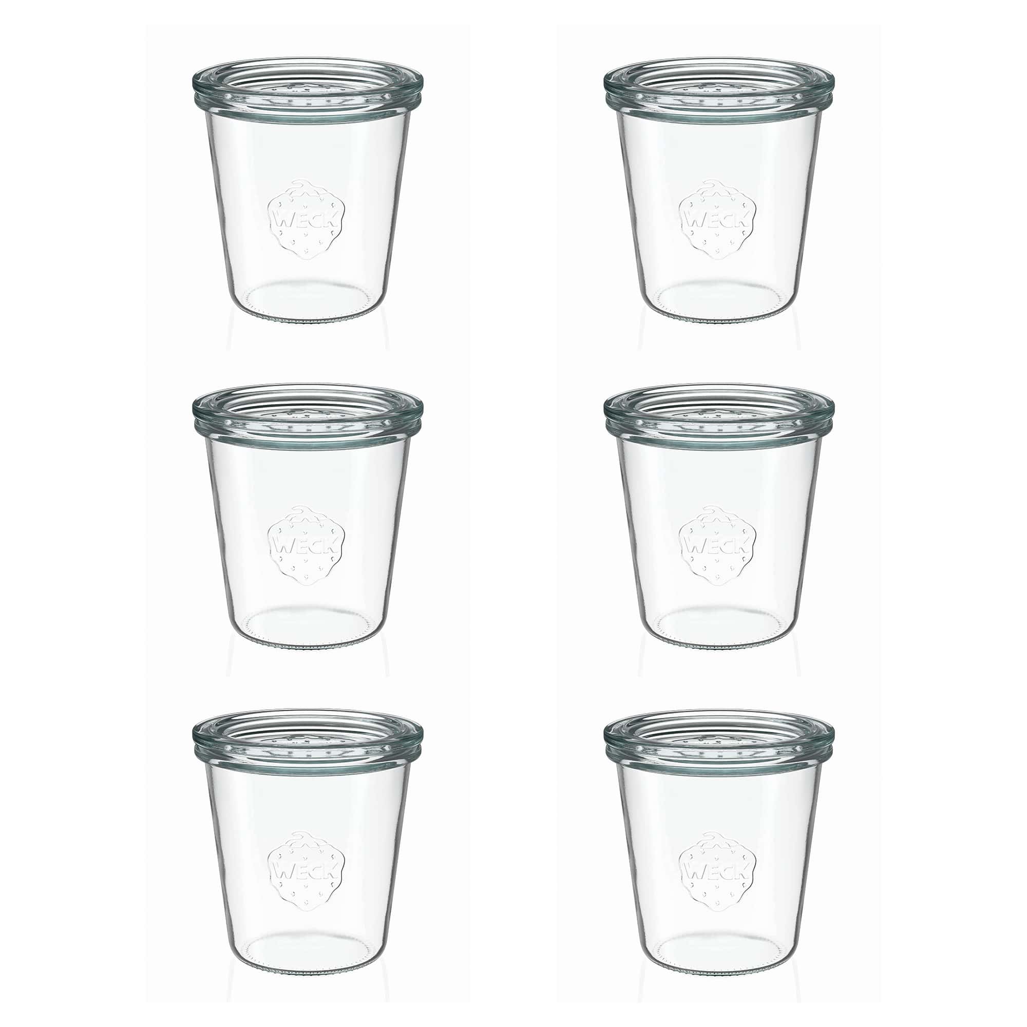 6x 290 ml högt WECK-störtglas med glaslock RR 80