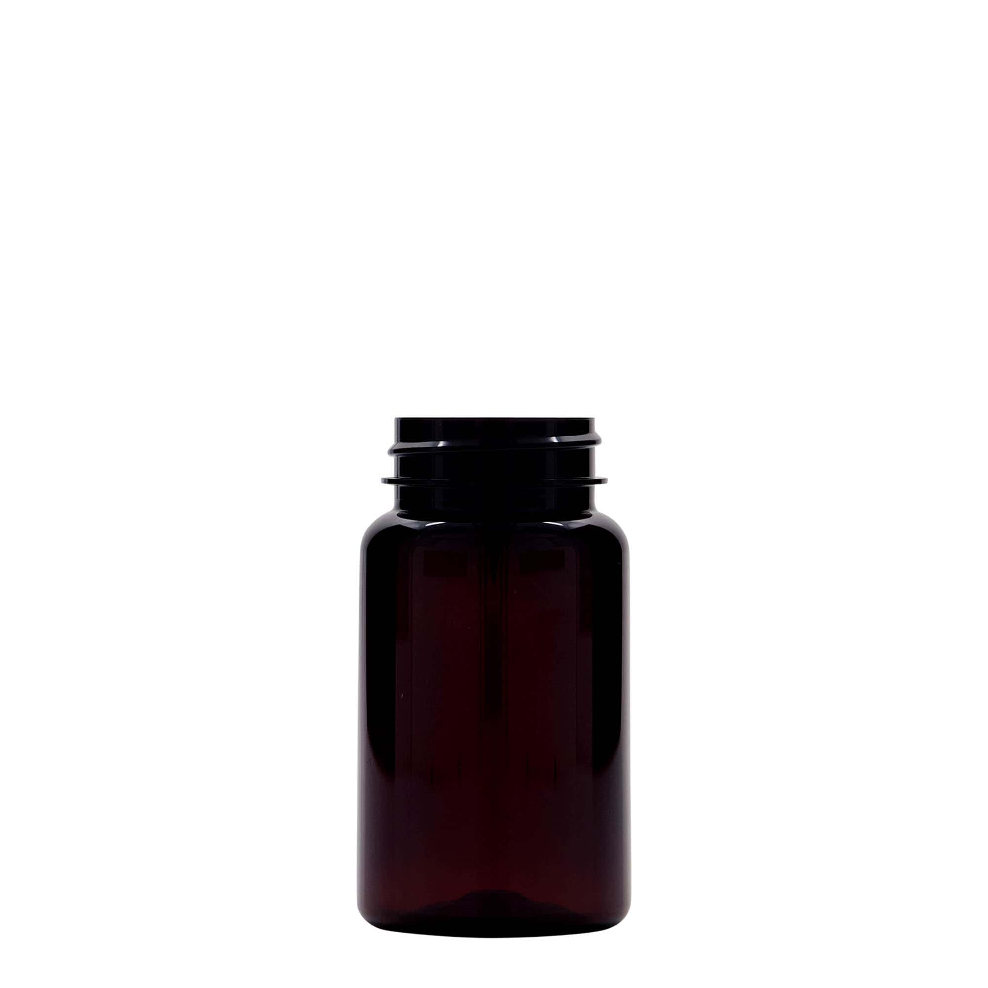 100 ml PET-flaska, plast, brun, öppning: 38/400