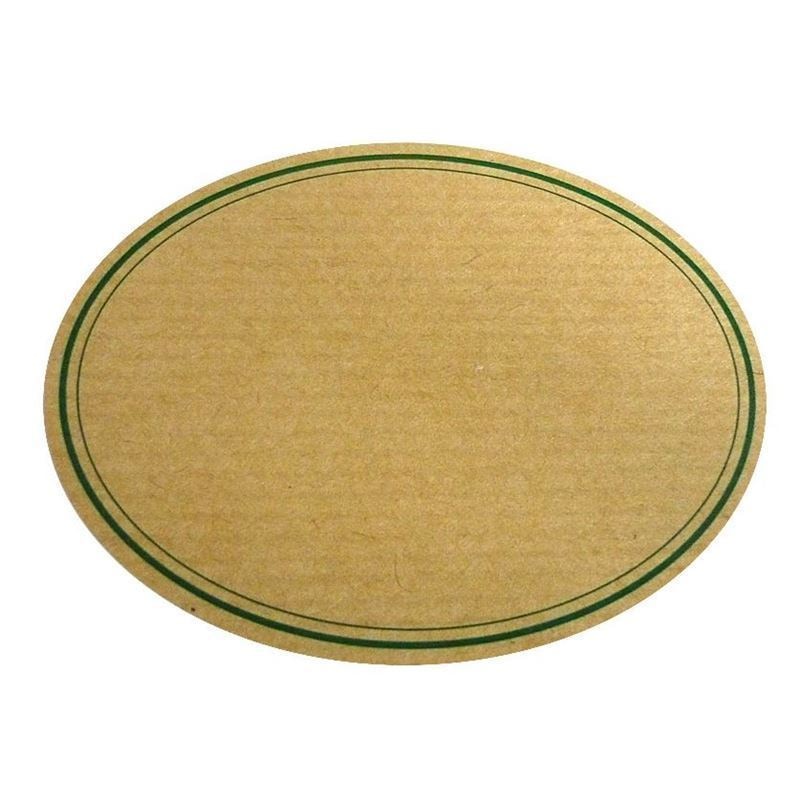 Naturetikett, oval, papper, grön-brun