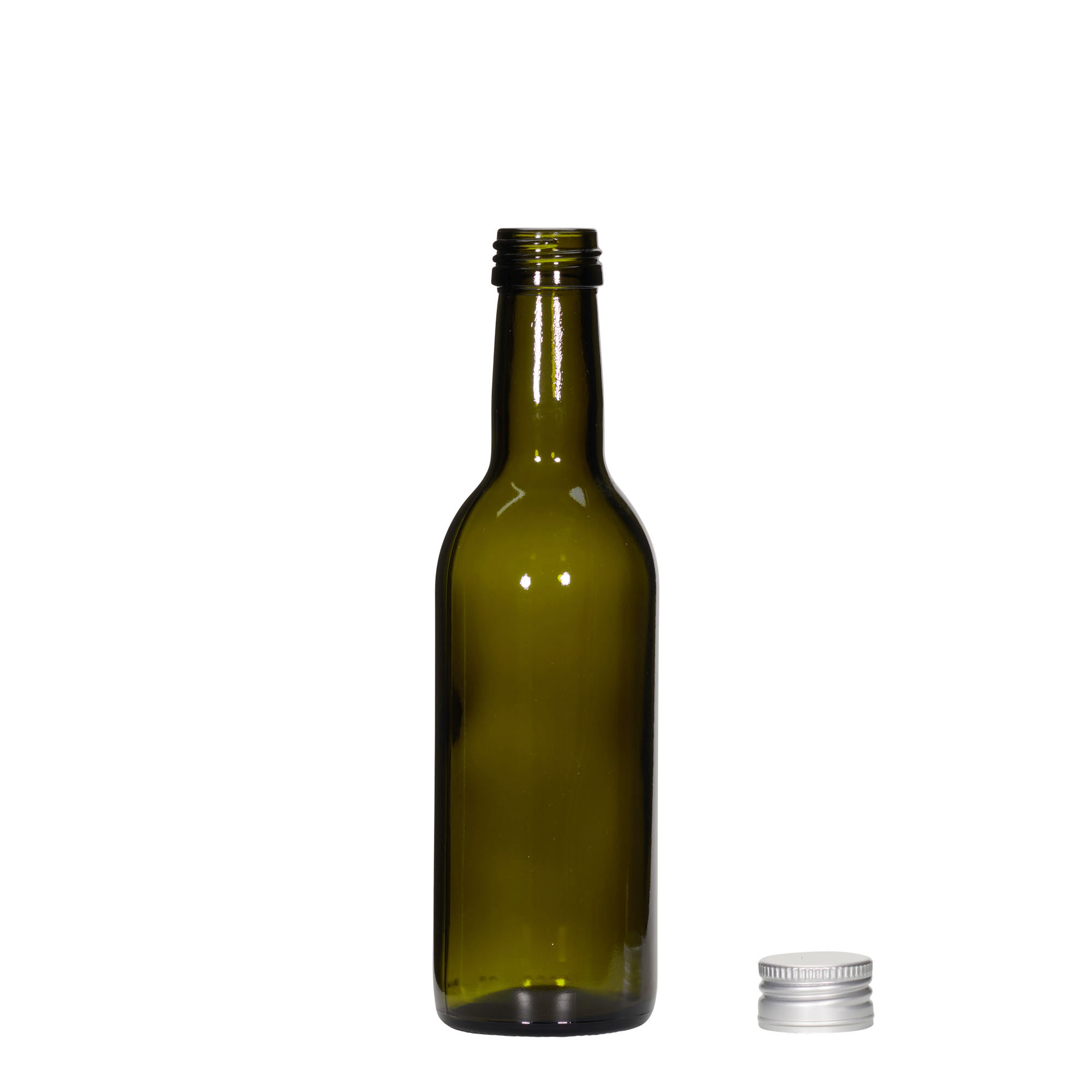 250 ml glasflaska 'Bordeaux', antikgrön, mynning: PP 28 250 ml glasflaska 'Bordeaux', antikgrön, mynning: PP 28