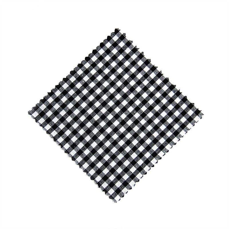 Rutig tygrundel för syltburk 12x12, kvadratisk, textil, svart, mynning: TO38-TO53