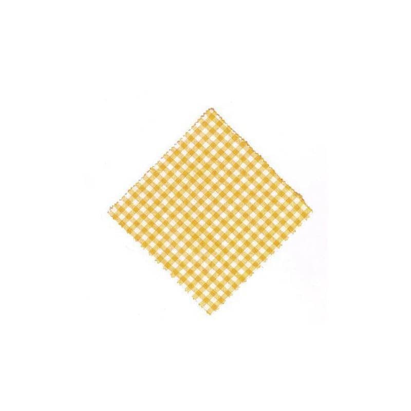 Rutig tygrundel för syltburk 12x12, kvadratisk, textil, gul, mynning: TO38-TO53