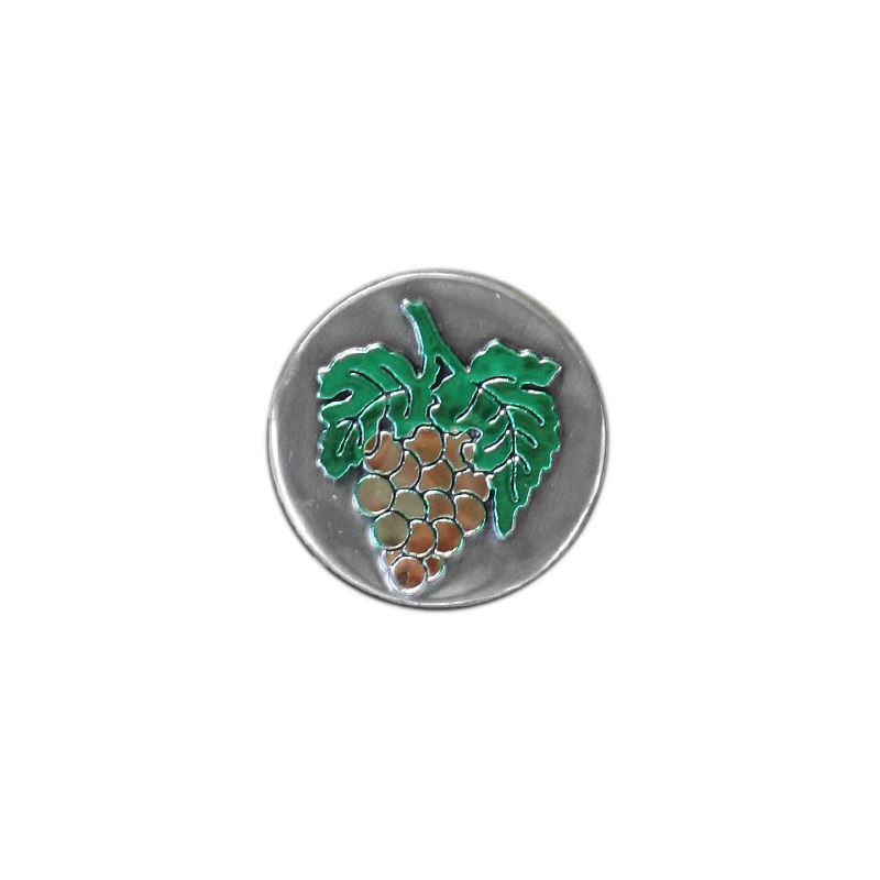 Tennetikett 'Druva', rund, metall, silver