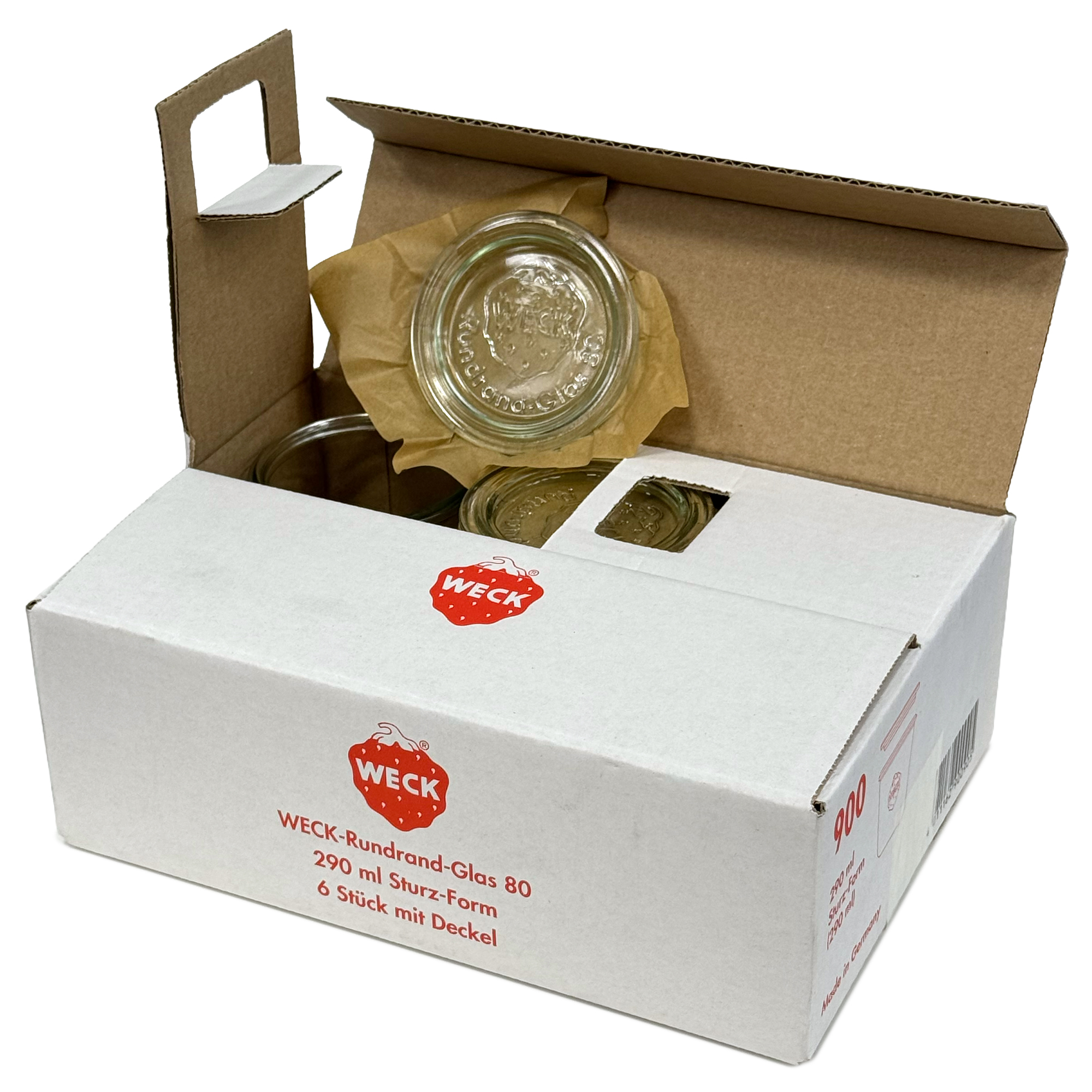 6x 290 ml högt WECK-störtglas med glaslock RR 80