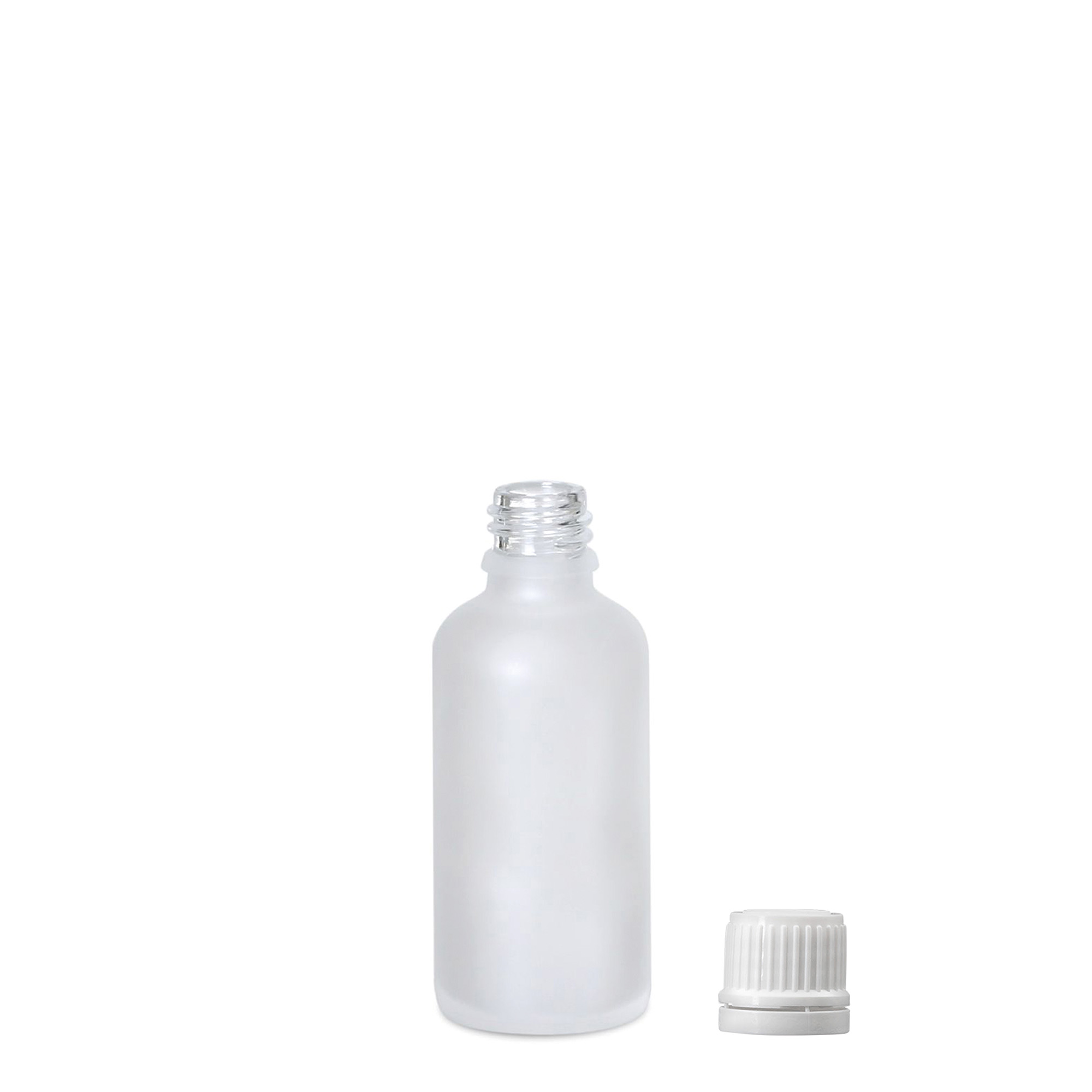 50 ml medicinflaska, glas, frostad, mynning: DIN 18