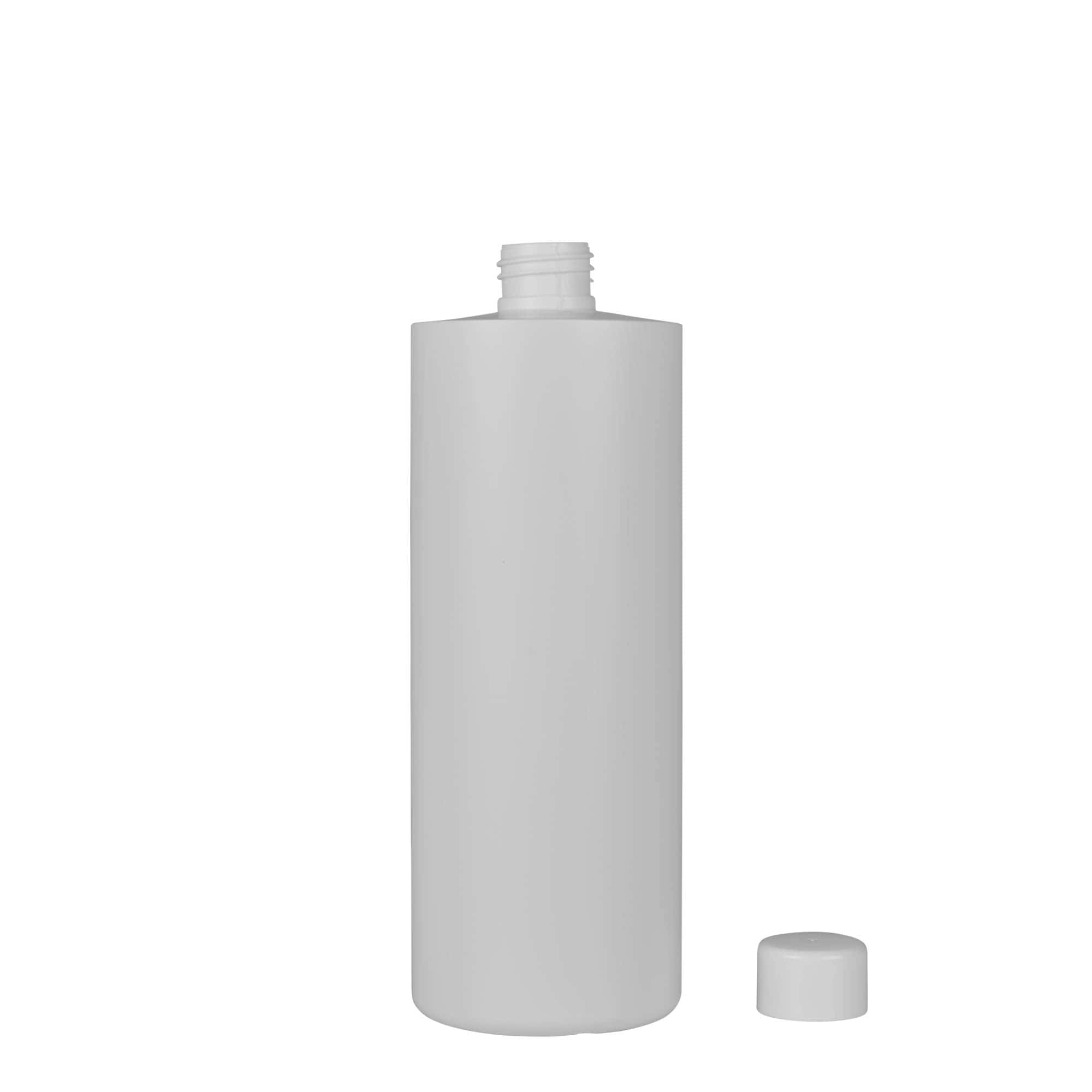 500 ml plastflaska 'Pipe', grön HDPE, vit, mynning: 24/410