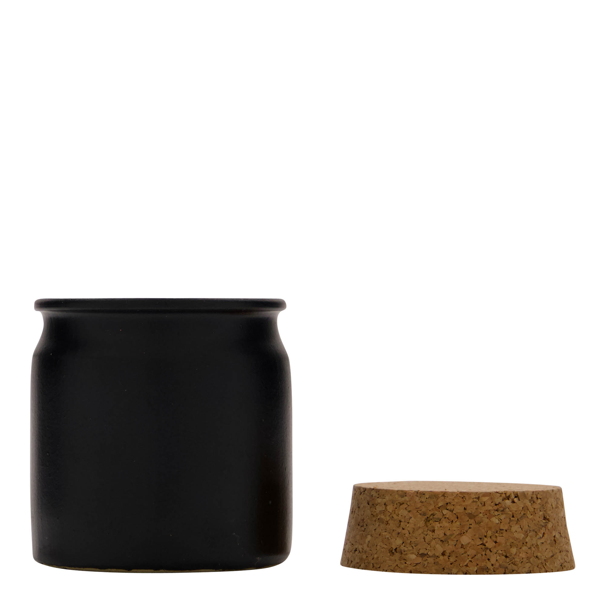 160 ml stengodskruka, keramik, svart, mynning: kork 160 ml stengodskruka, keramik, svart, mynning: kork