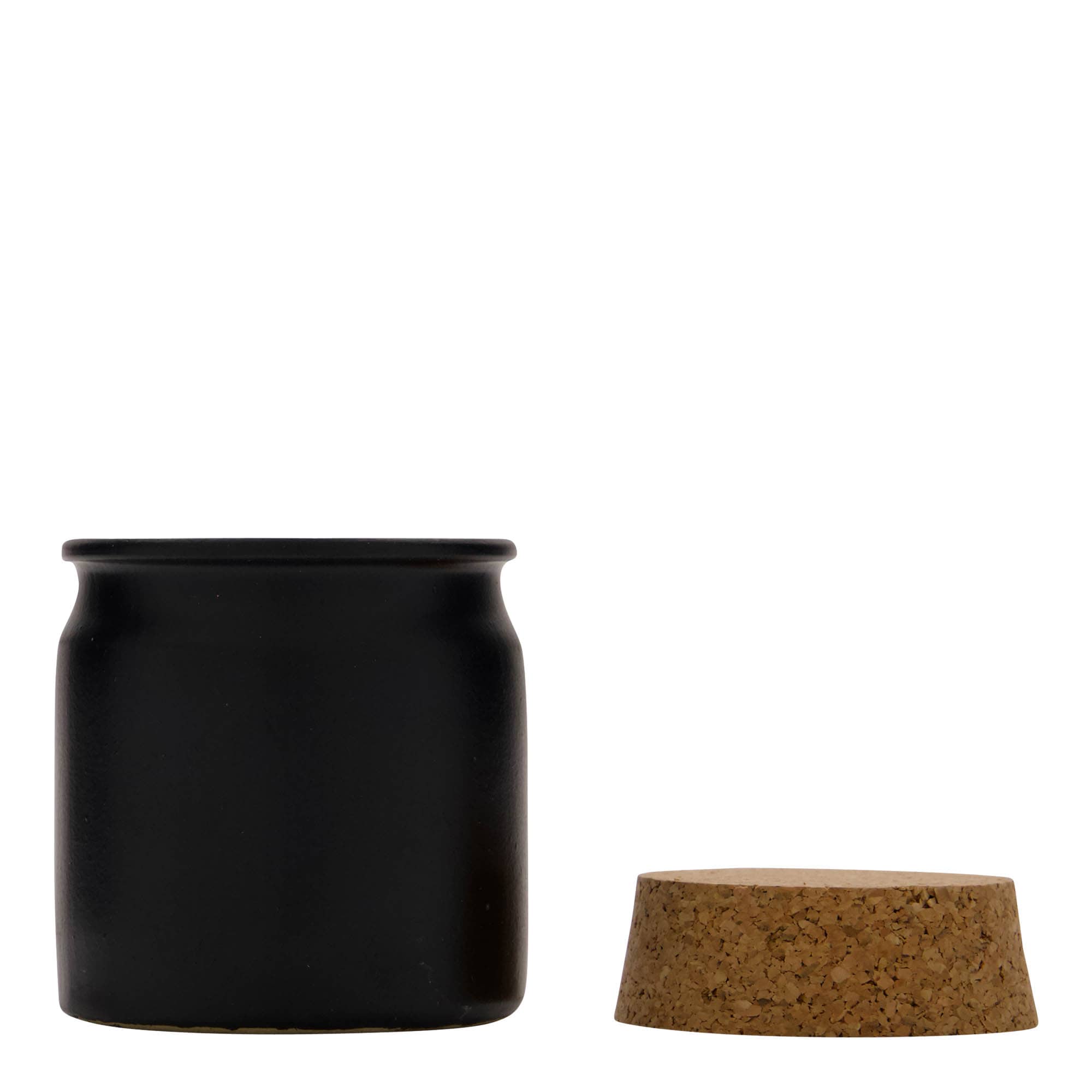 160 ml stengodskruka, keramik, svart, mynning: kork