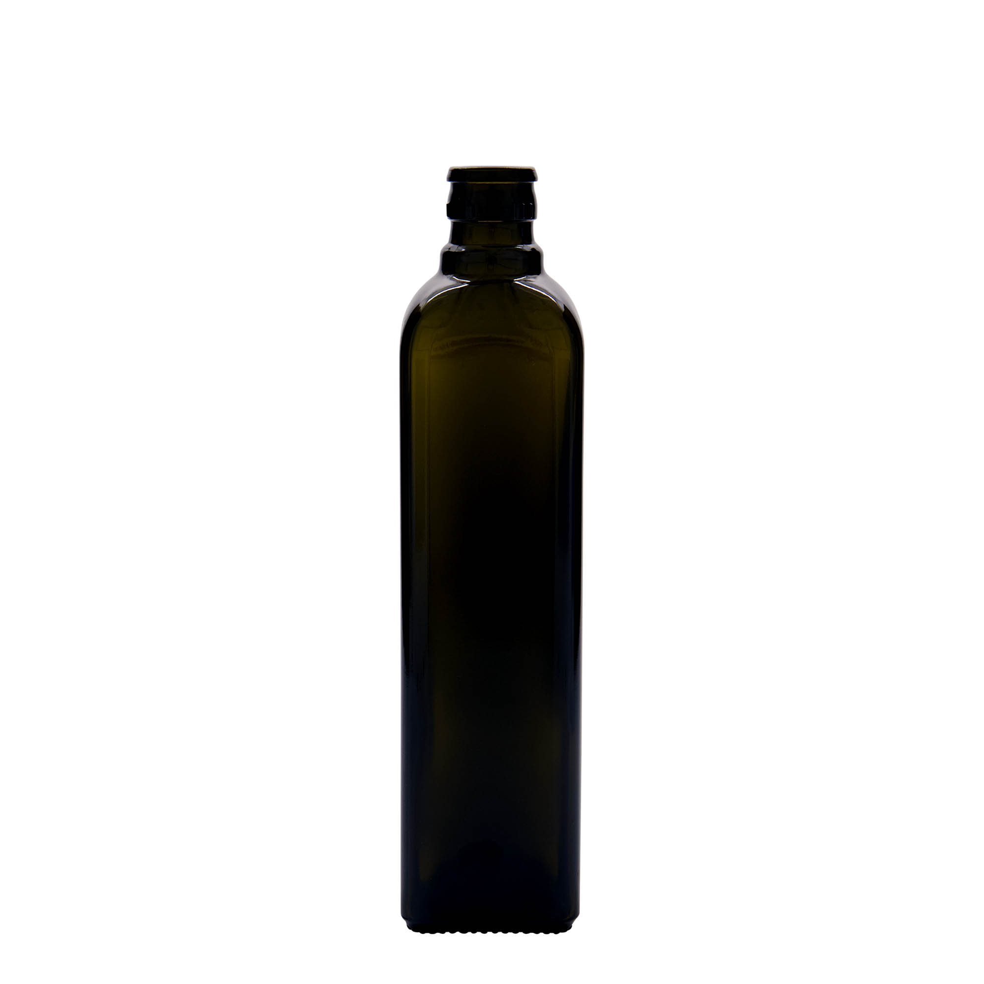 500 ml ättiks-/oljeflaska 'Quadra', glas, kvadratisk, antikgrön, mynning: DOP
