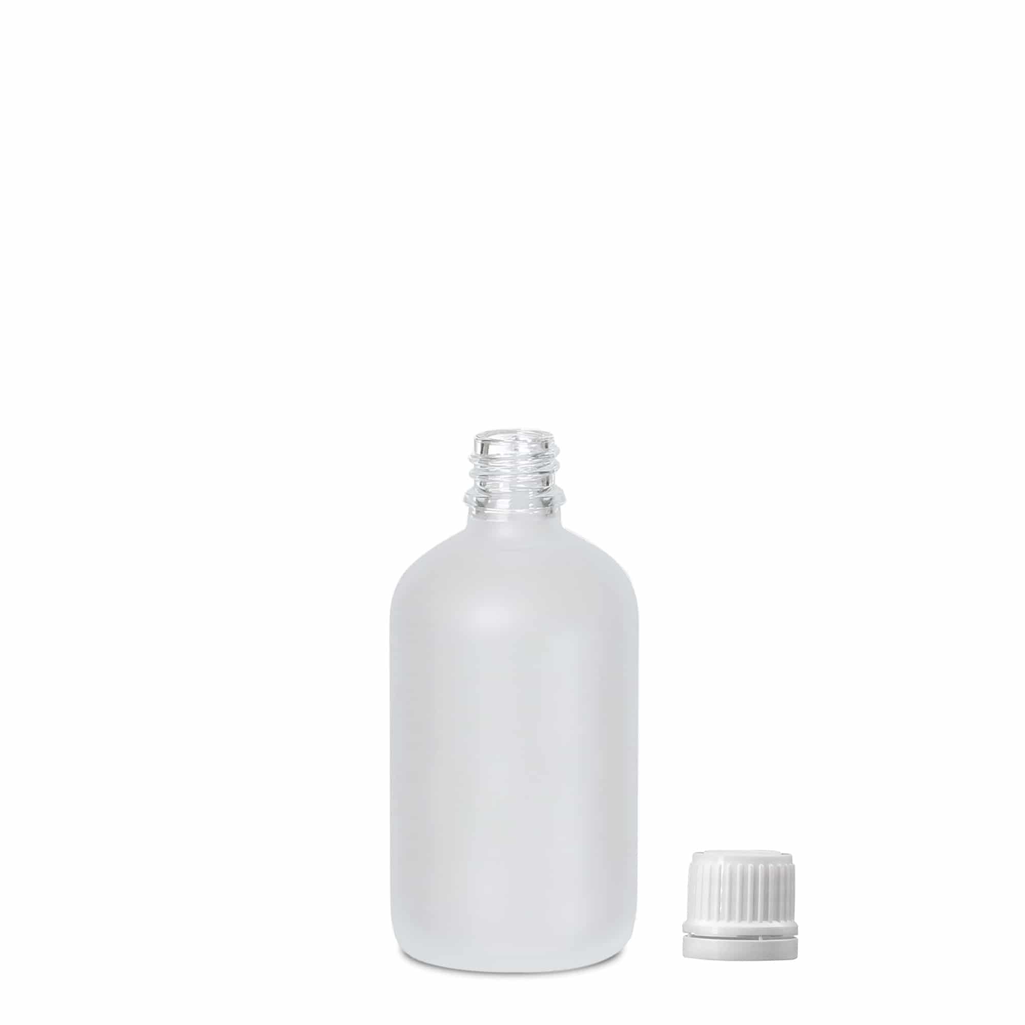 100 ml medicinflaska, glas, frostad, mynning: DIN 18