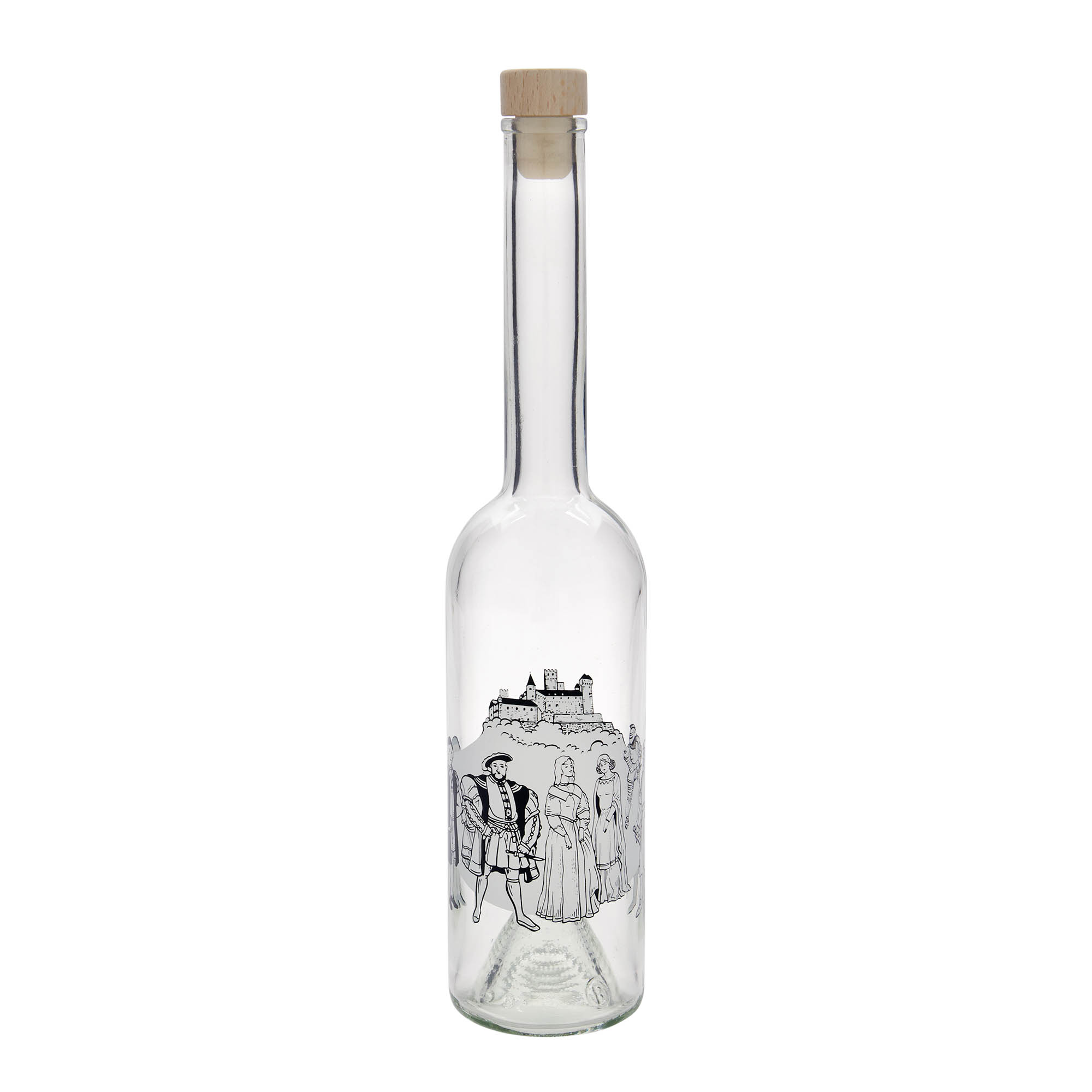 500 ml Glasflaska 'Opera', motiv: Medeltiden, öppning: Kork