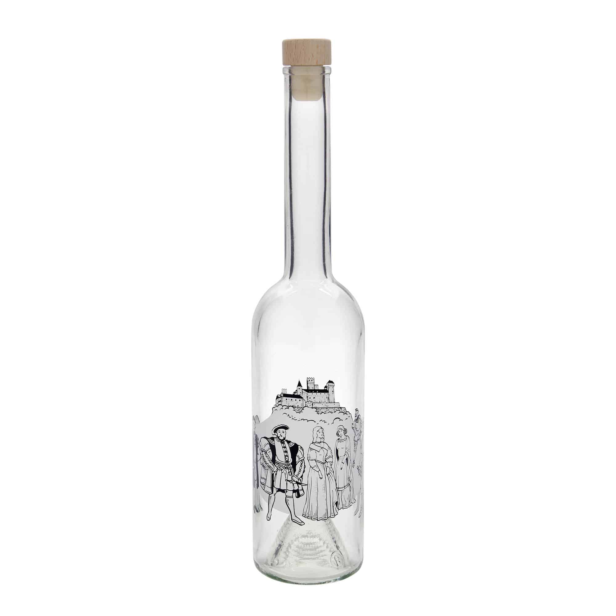 500 ml Glasflaska 'Opera', motiv: Medeltiden, öppning: Kork