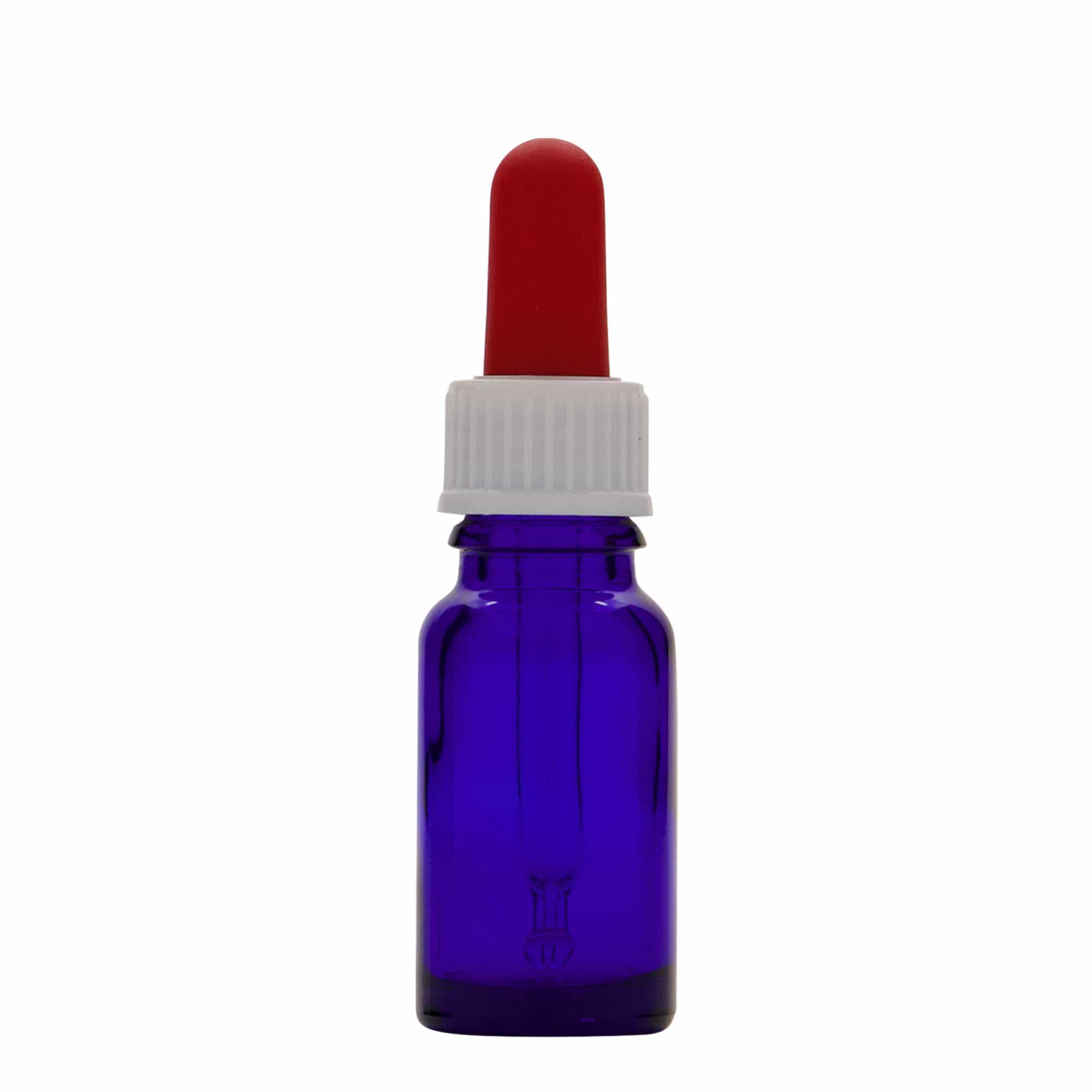 10 ml flaska med pipett, medicin, glas, kungsblå-röd, mynning: DIN 18 10 ml flaska med pipett, medicin, glas, kungsblå-röd, mynning: DIN 18