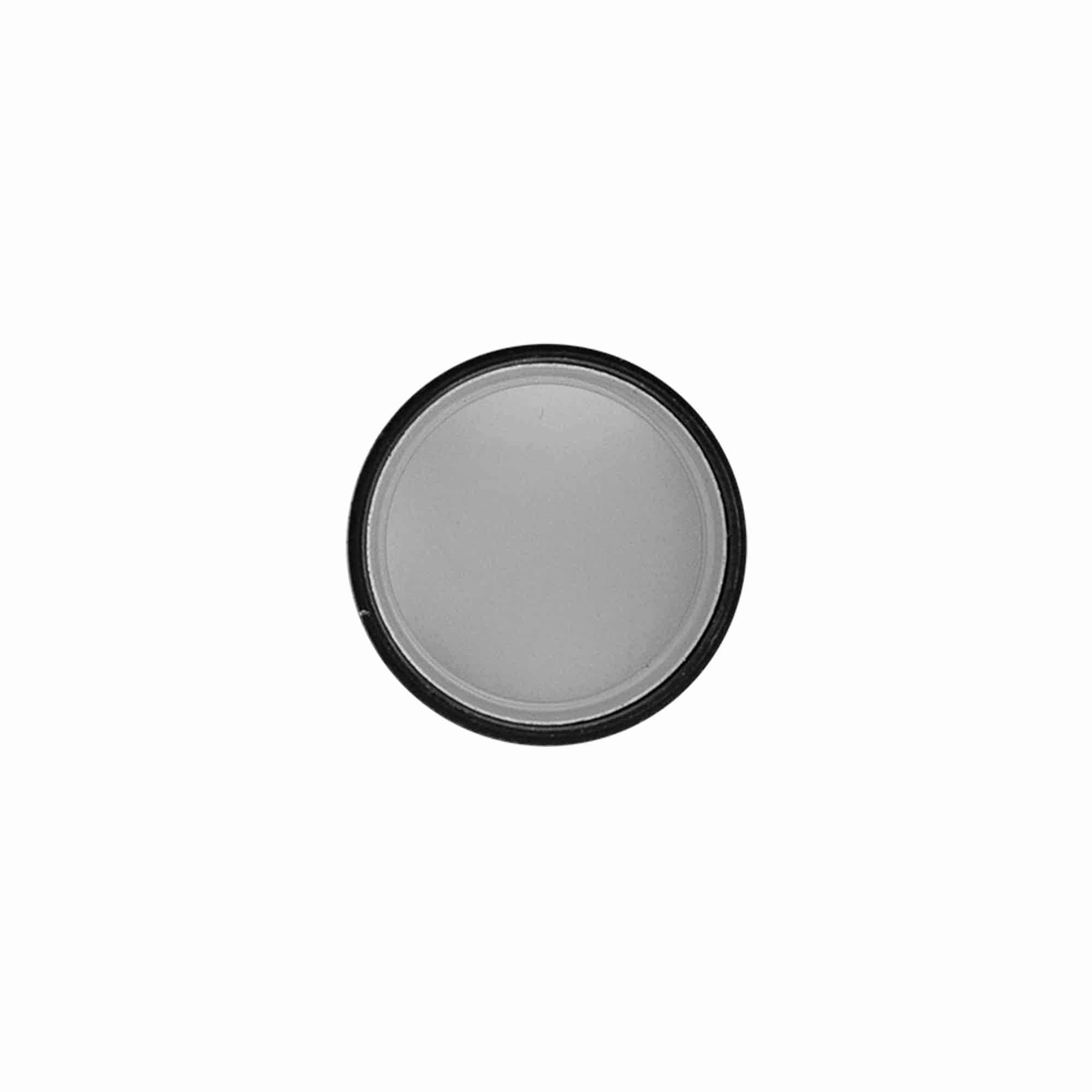 Skruvkapsel, metall-plast, silver, för mynning: PP 28