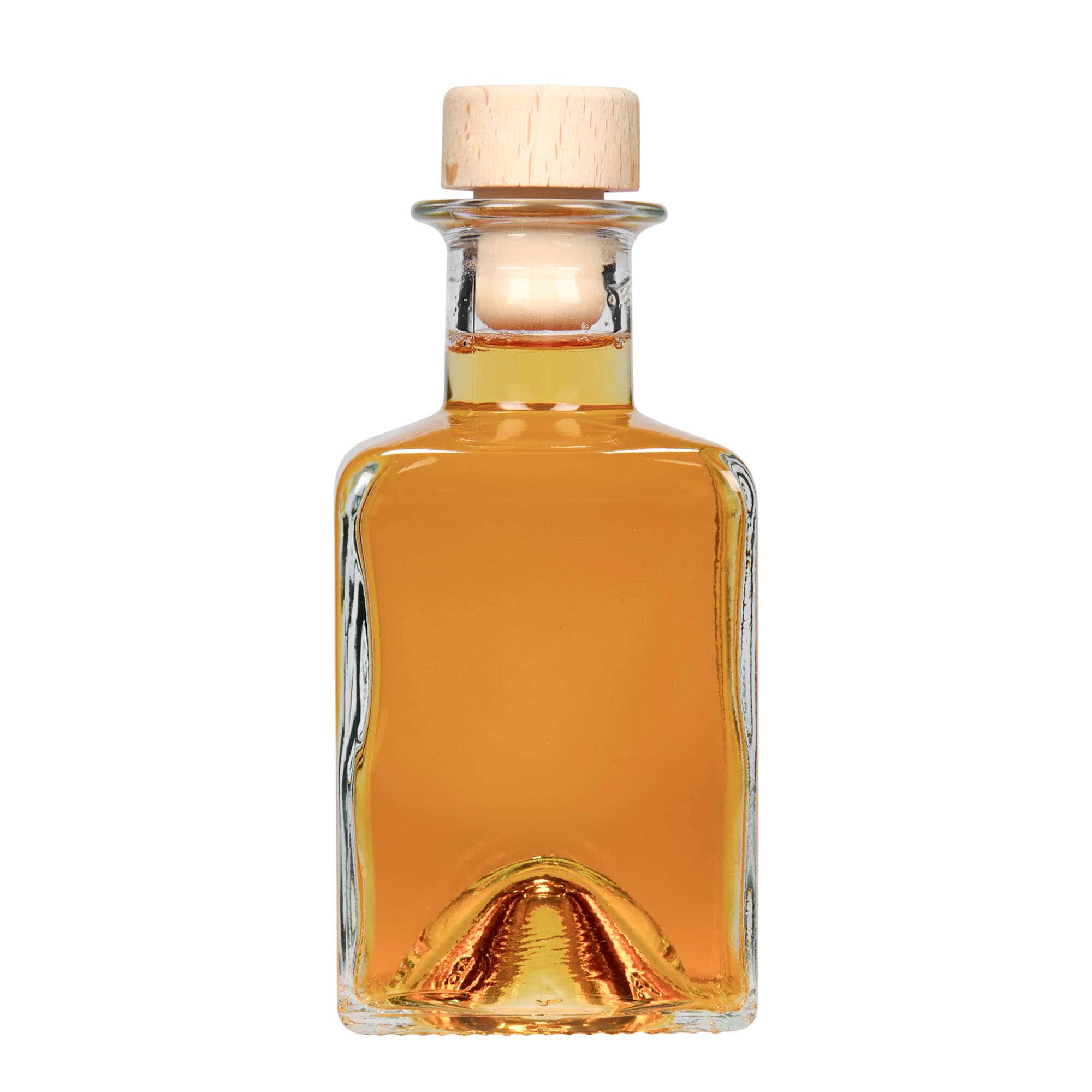 200 ml glasflaska 'Kubica', kvadratisk, mynning: kork