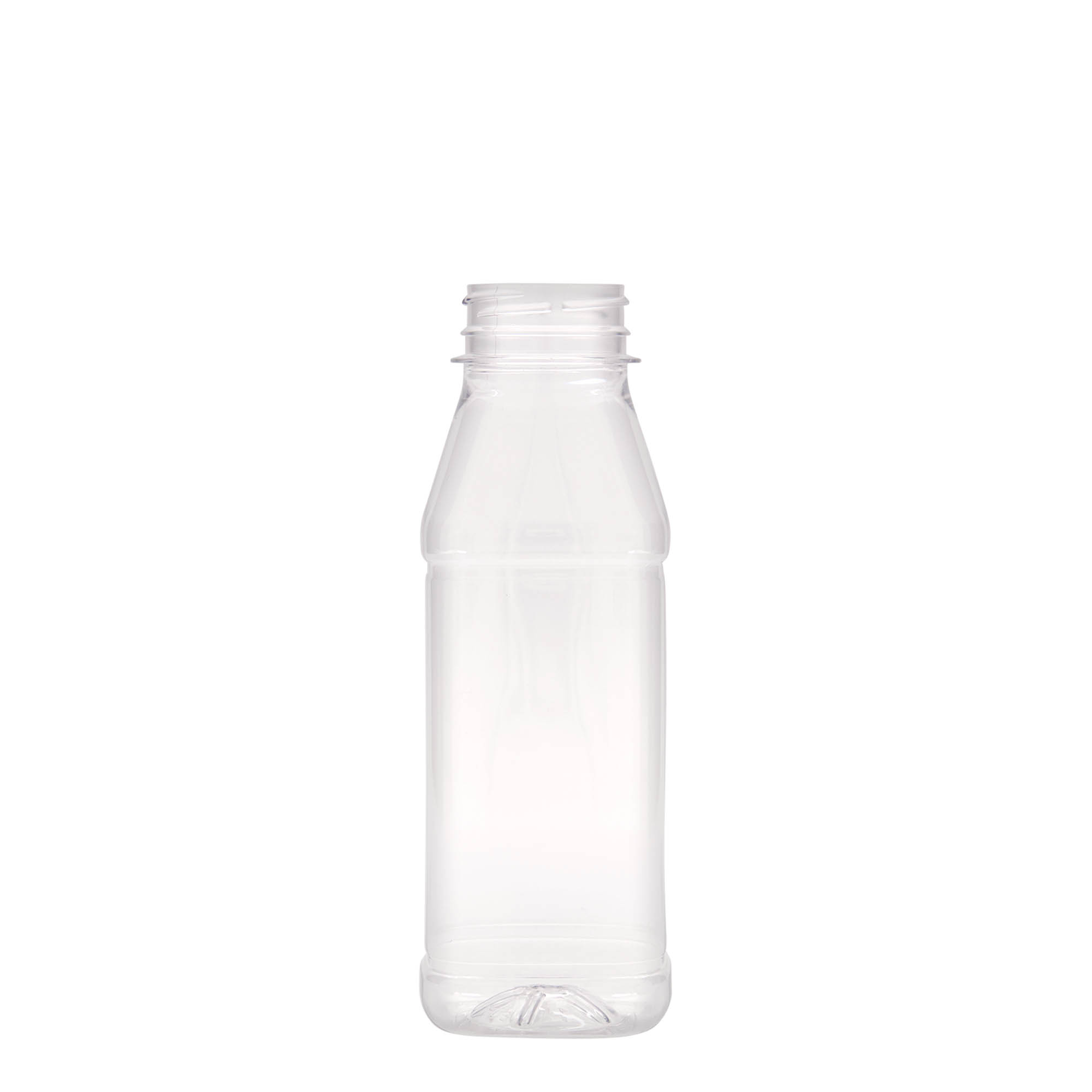 330 ml PET-flaska 'Milk and Juice Carré', kvadratisk, plast, öppning: 38 mm
