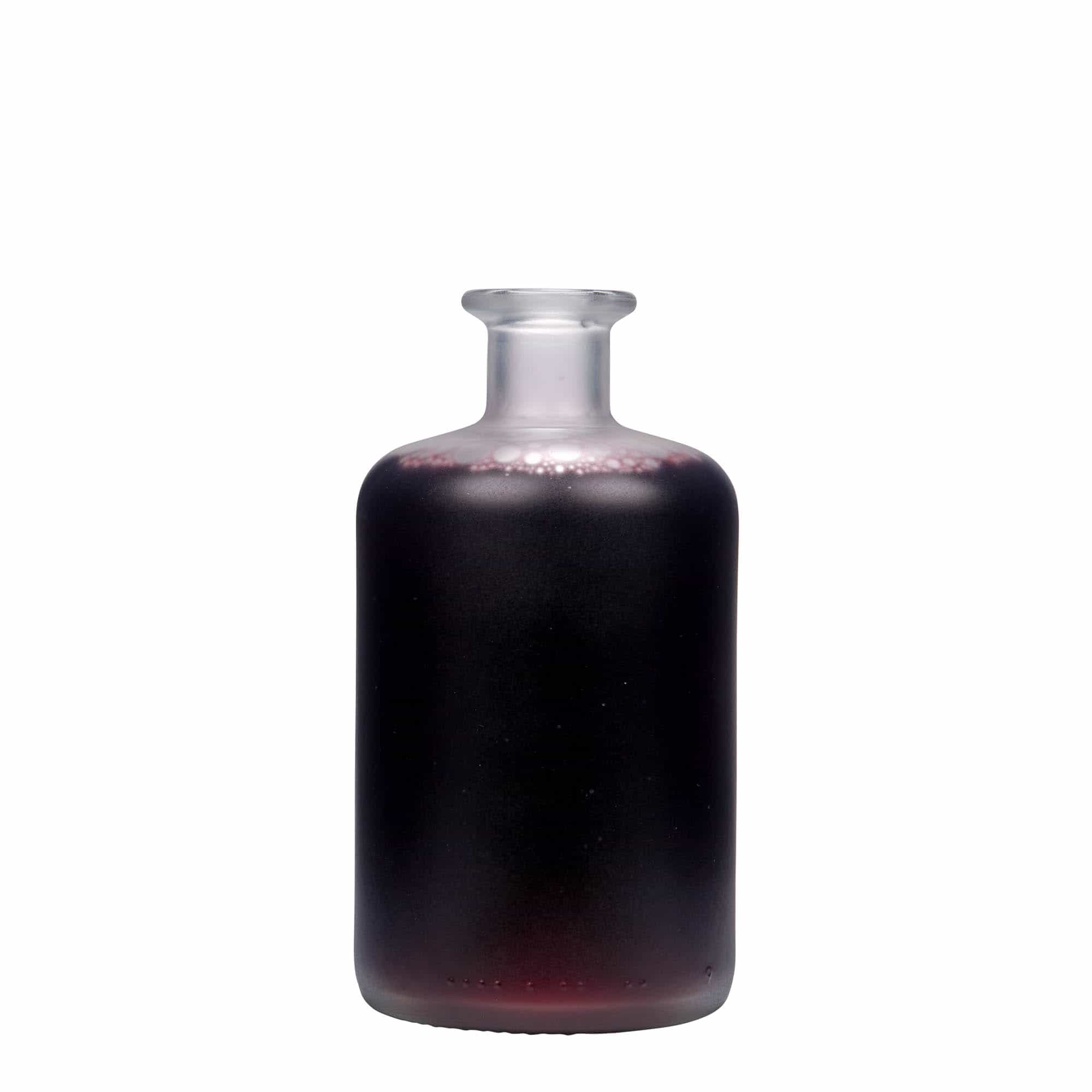 500 ml apoteksglasflaska, frostad, mynning: kork