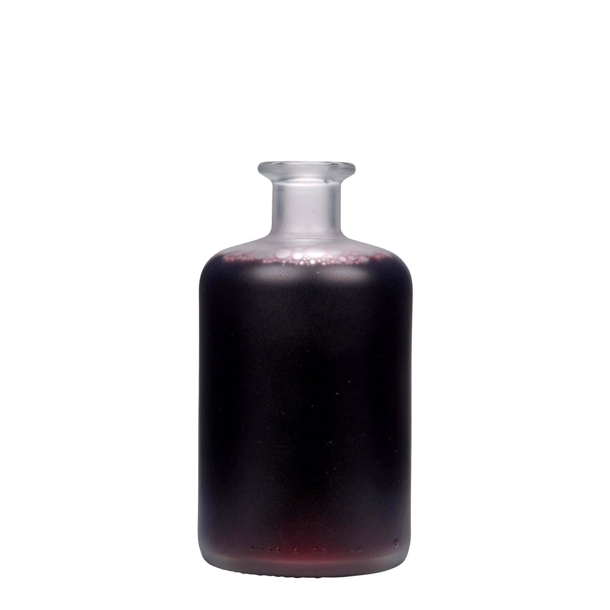 500 ml apoteksglasflaska, frostad, mynning: kork