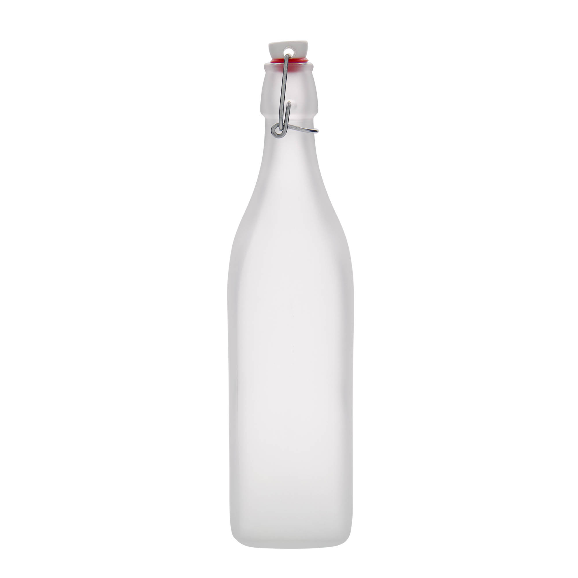 1.000 ml glasflaska 'Swing, kvadratisk, frostad, öppning: bygelstängning'