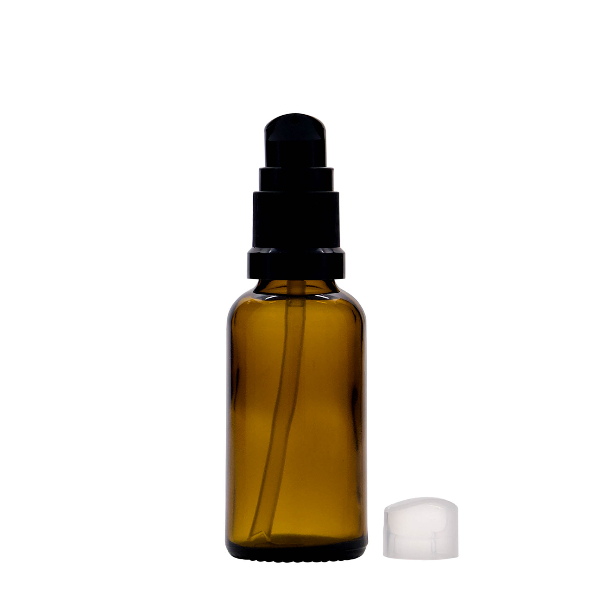 30 ml medicinflaska med lotionpump, glas, brun, mynning: DIN 18 30 ml medicinflaska med lotionpump, glas, brun, mynning: DIN 18