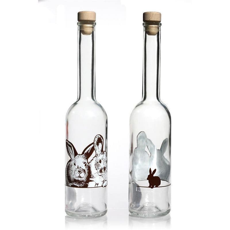 500 ml glasflaska 'Opera', motiv: Kanin, mynning: kork