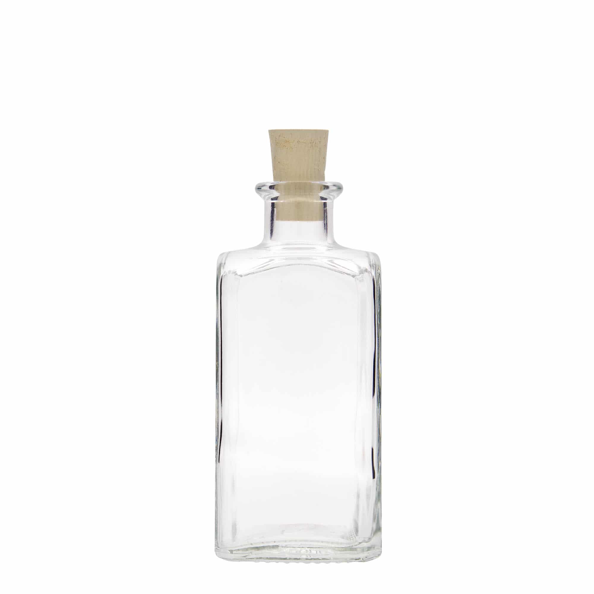 250 ml apoteksglasflaska Carré, kvadratisk, mynning: kork