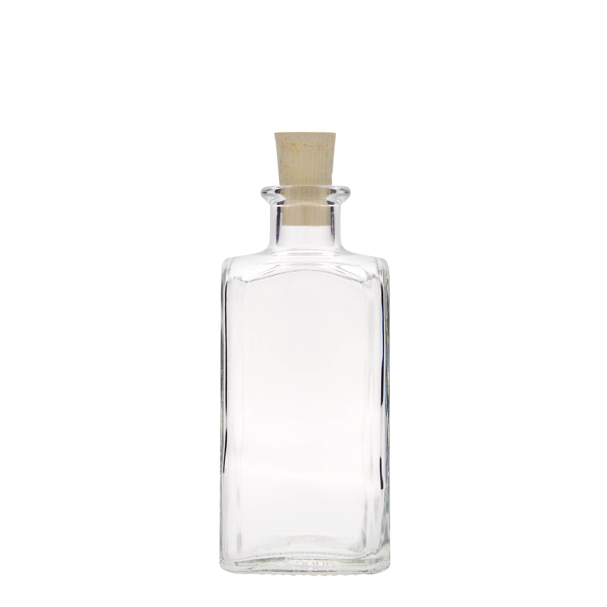 250 ml glasflaska Apotheker Carré, kvadratisk, öppning: kork