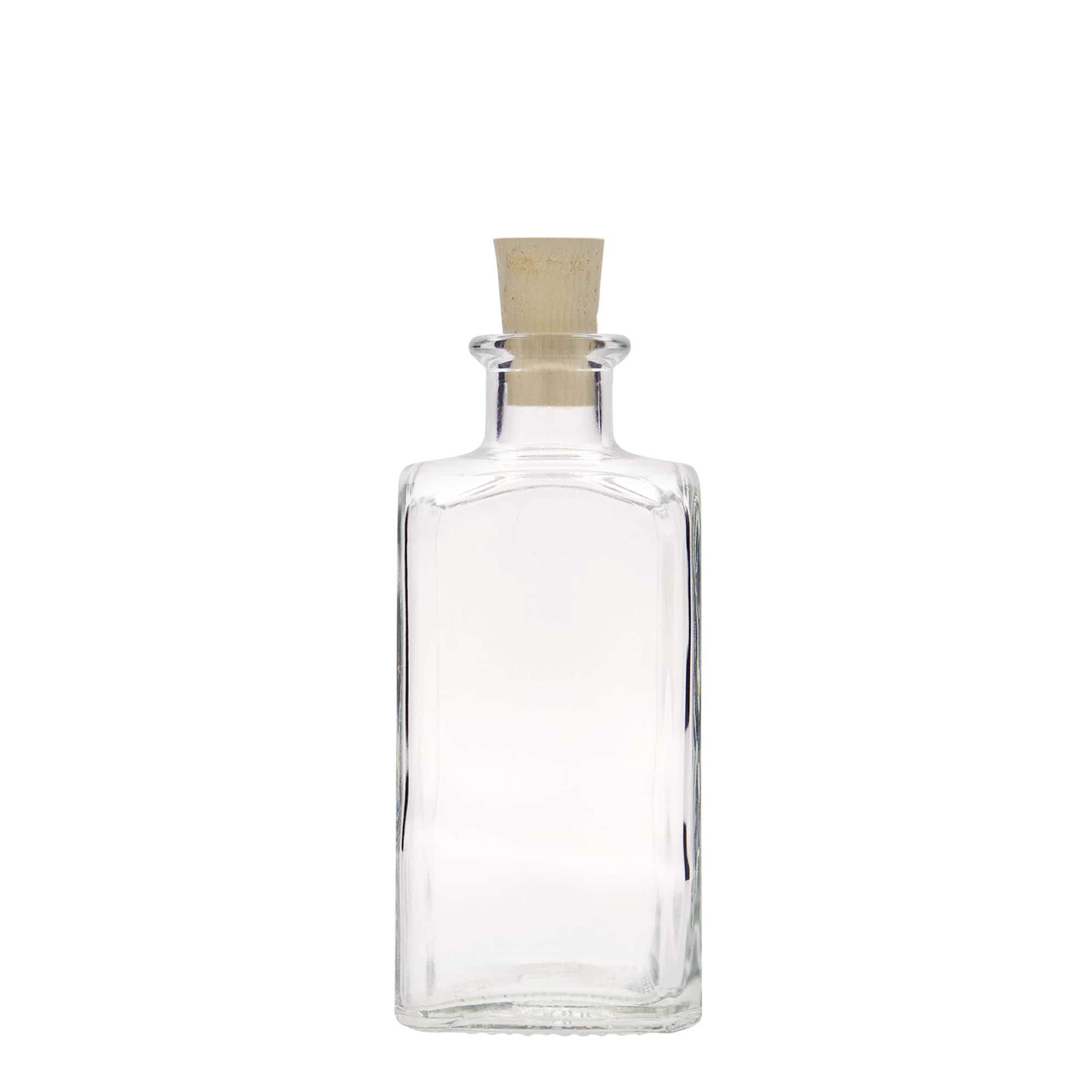 250 ml glasflaska Apotheker Carré, kvadratisk, öppning: kork