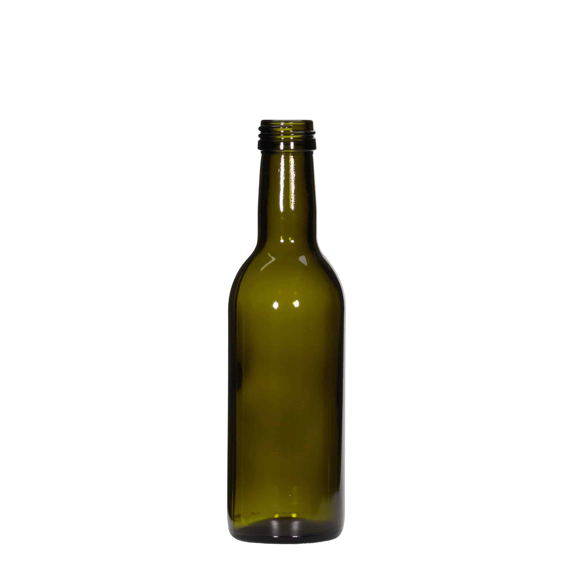 250 ml glasflaska 'Bordeaux', antikgrön, mynning: PP 28