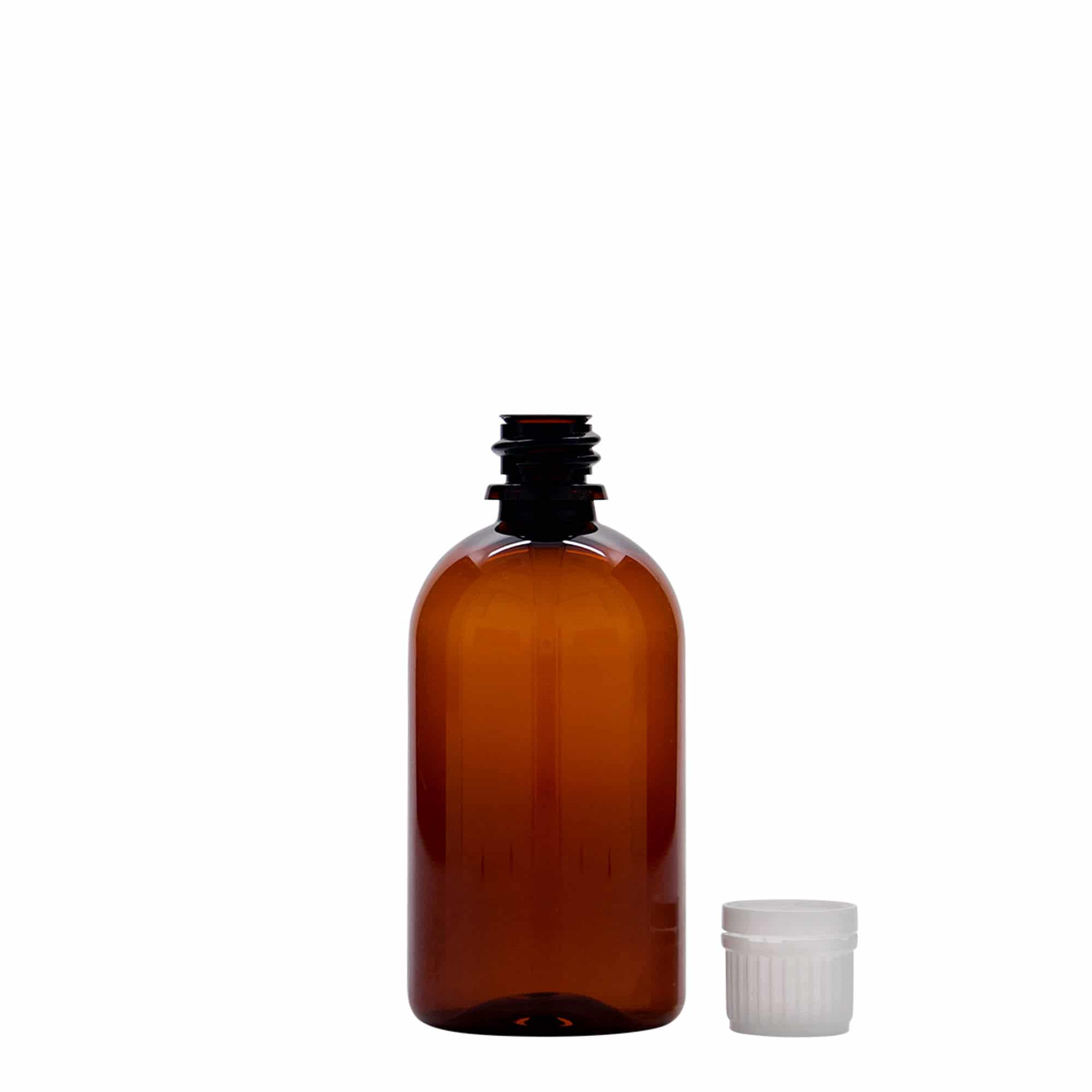 100 ml PET-medicinflaska 'Easy Living', brun, plast, mynning: DIN 18