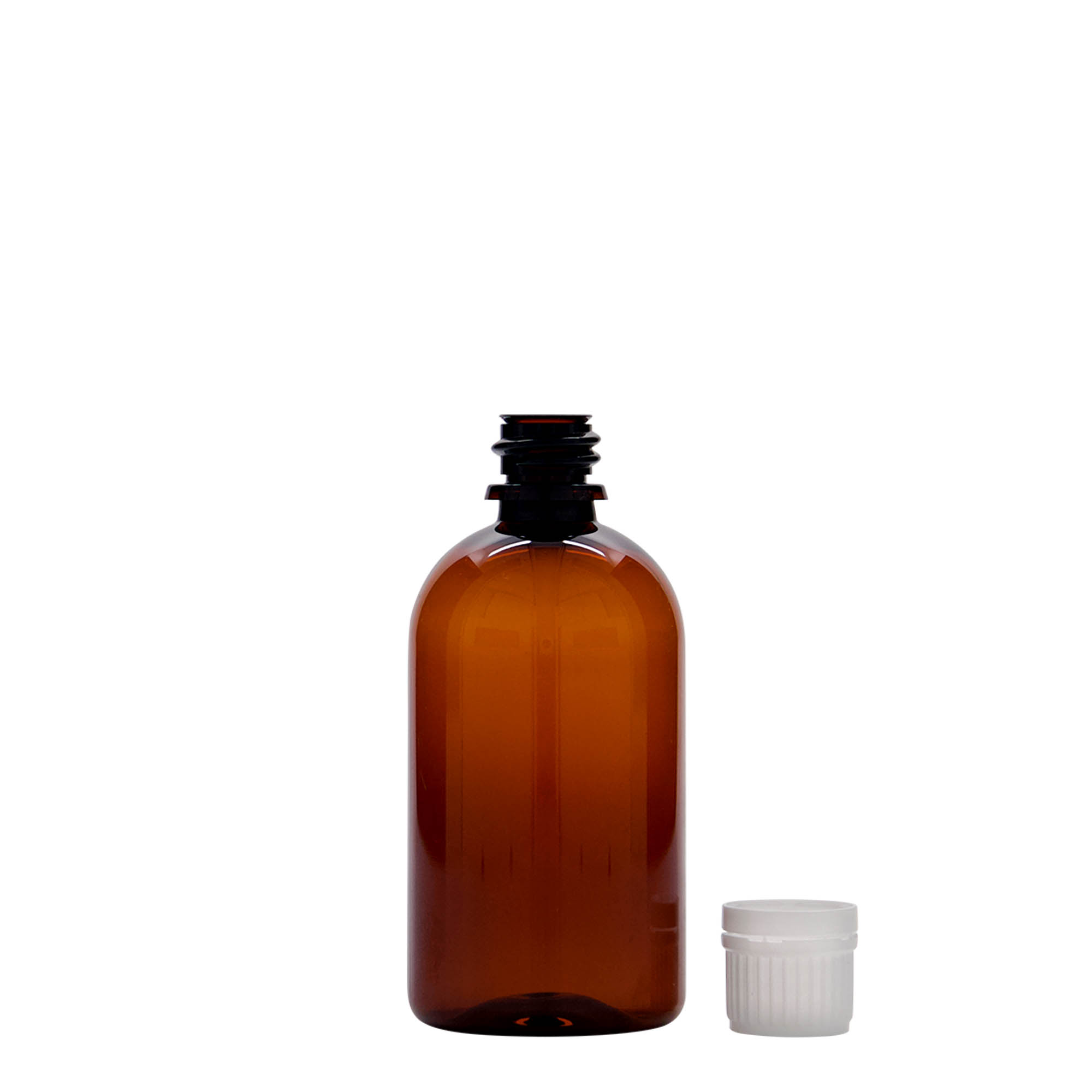 100 ml PET-medicinflaska 'Easy Living', brun, plast, mynning: DIN 18