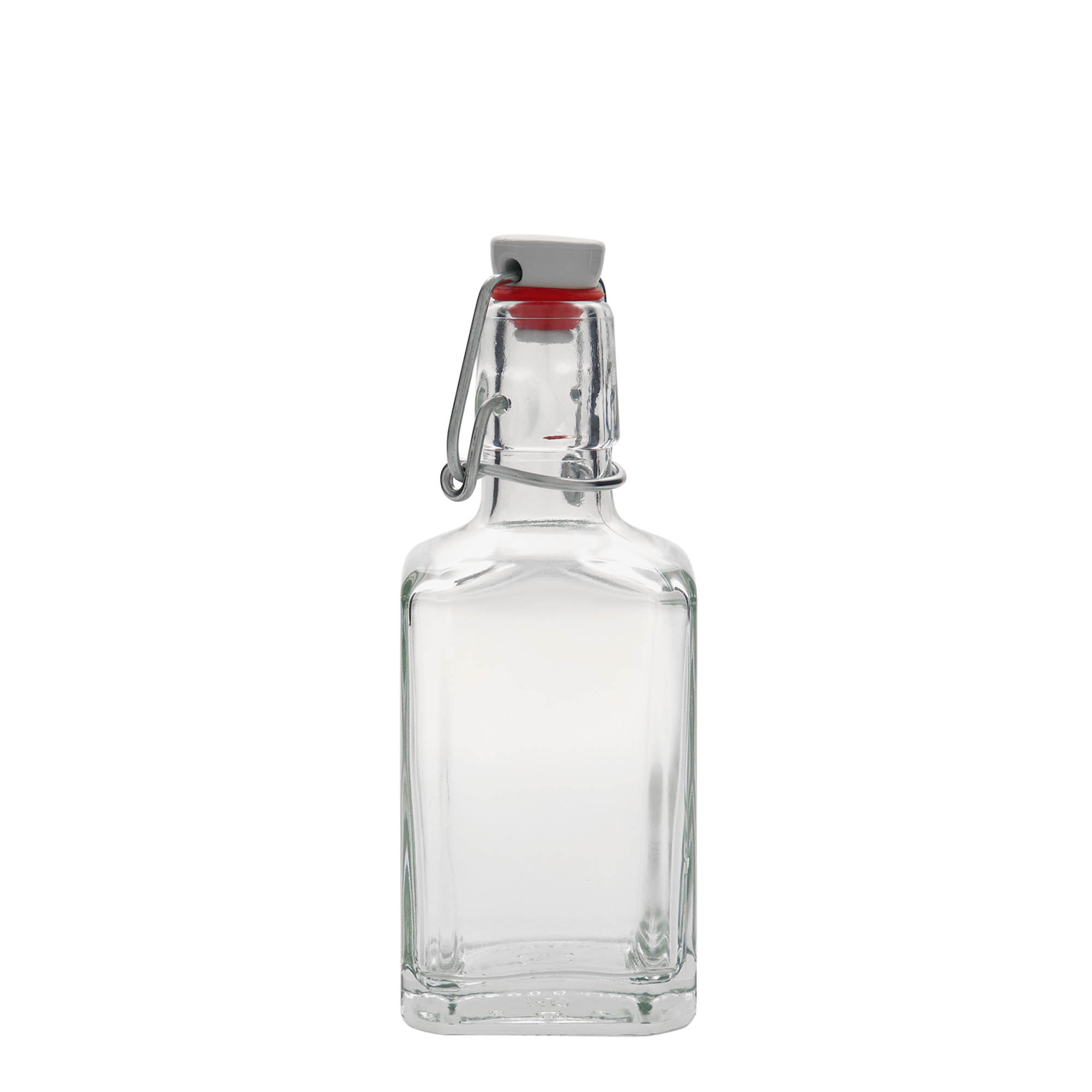 250 ml glasflaska 'Rialto', kvadratisk, mynning: bygelkapsyl
