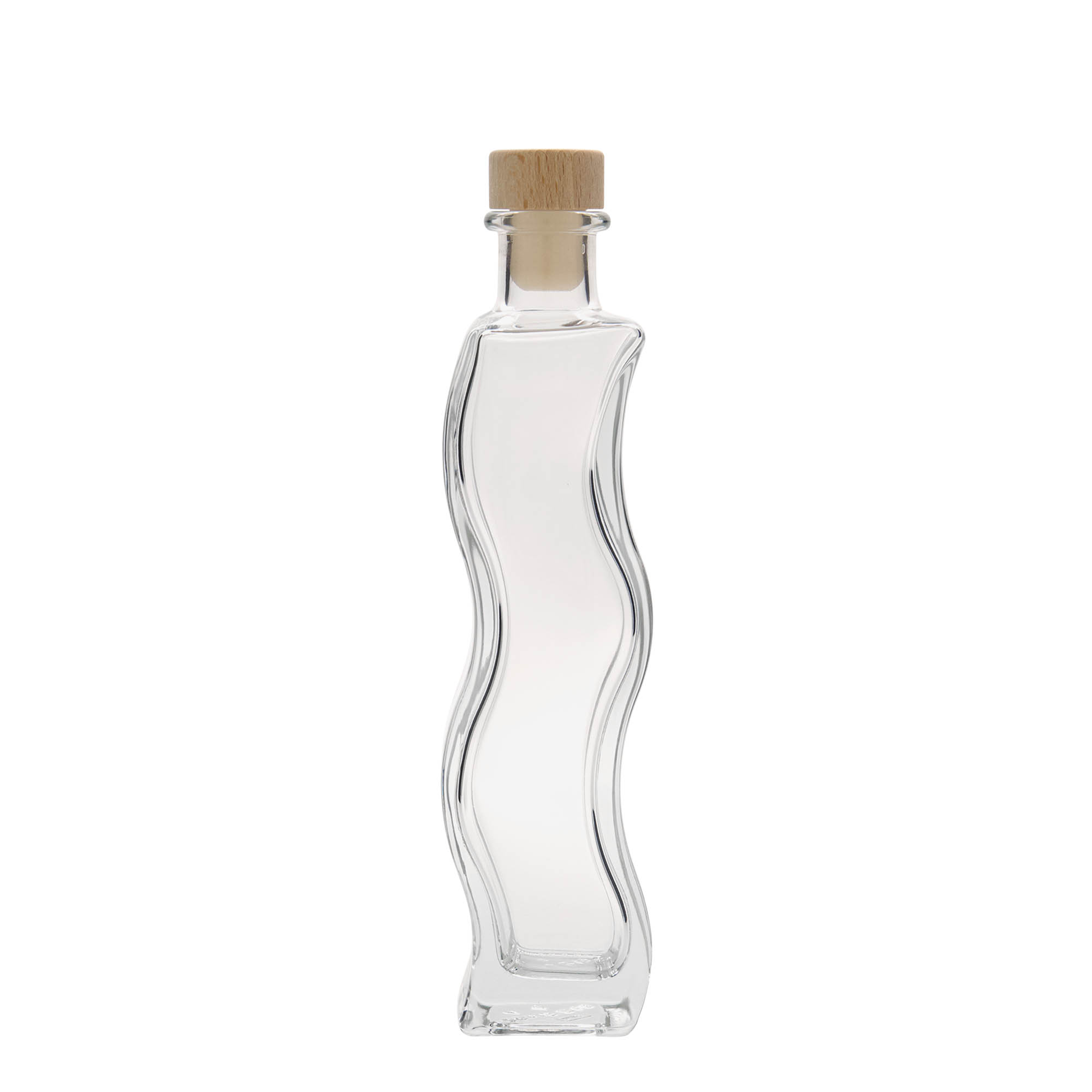 200 ml glasflaska 'Våg', kvadratisk, öppning: kork