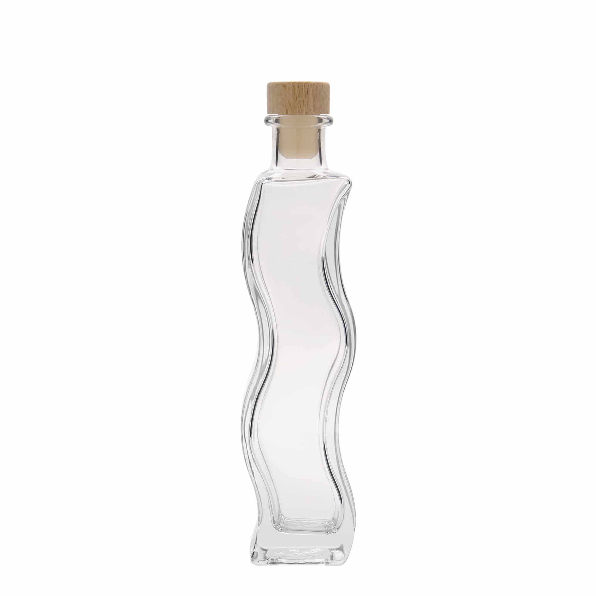 200 ml glasflaska 'Våg', kvadratisk, öppning: kork