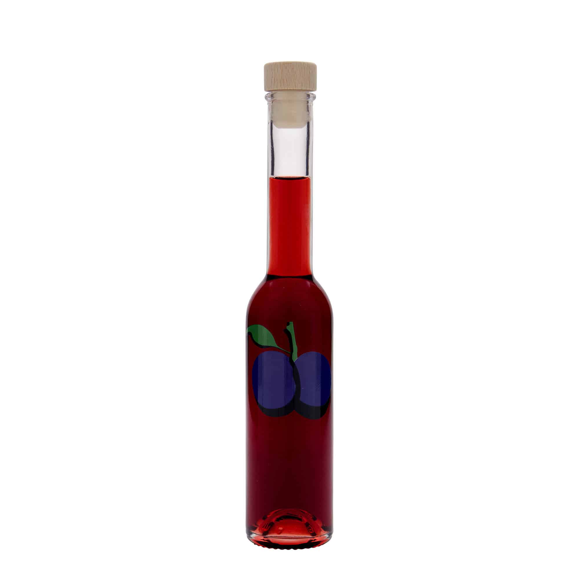 200 ml glasflaska 'Opera', motiv: Plommon, mynning: kork