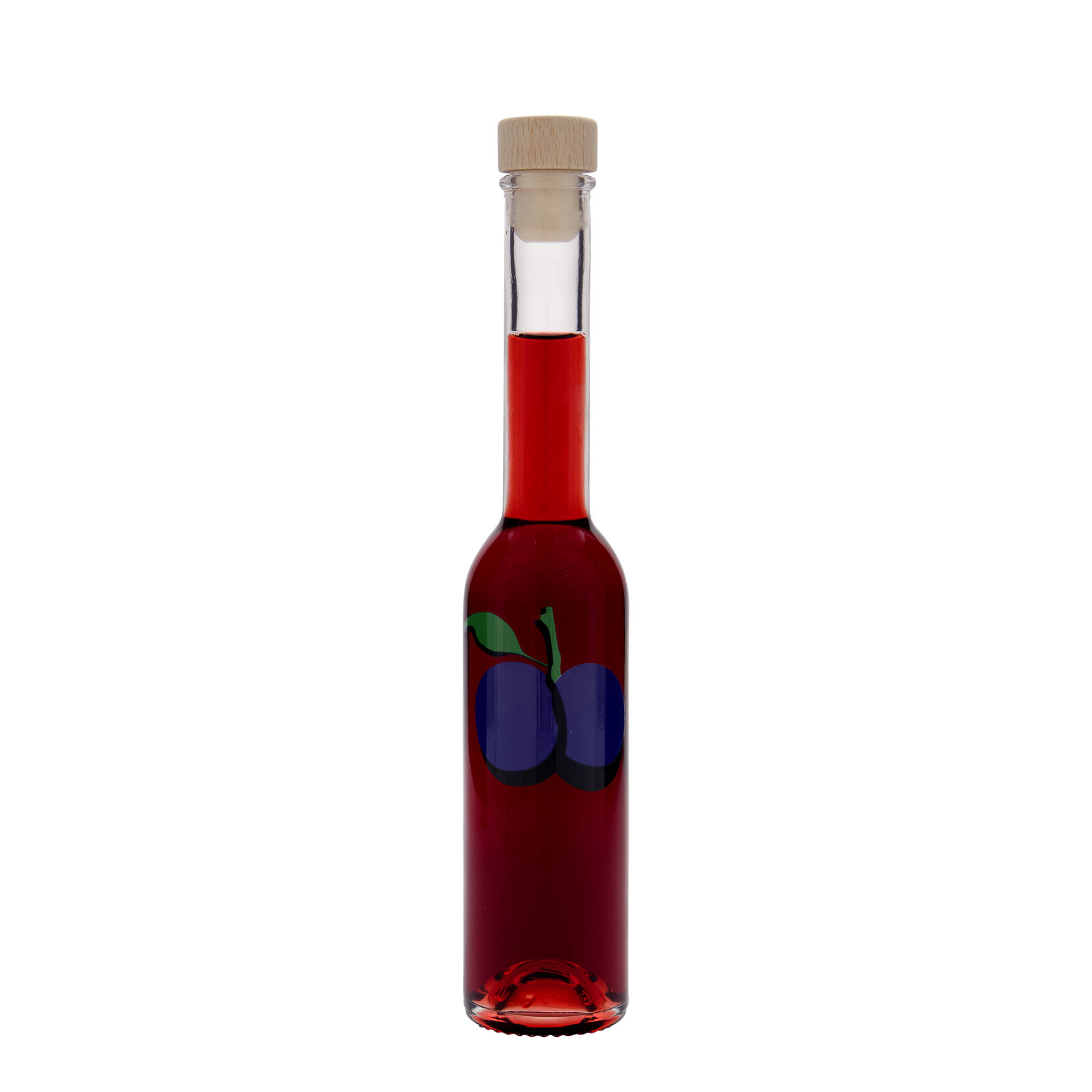 200 ml glasflaska 'Opera', motiv: plommon, öppning: kork