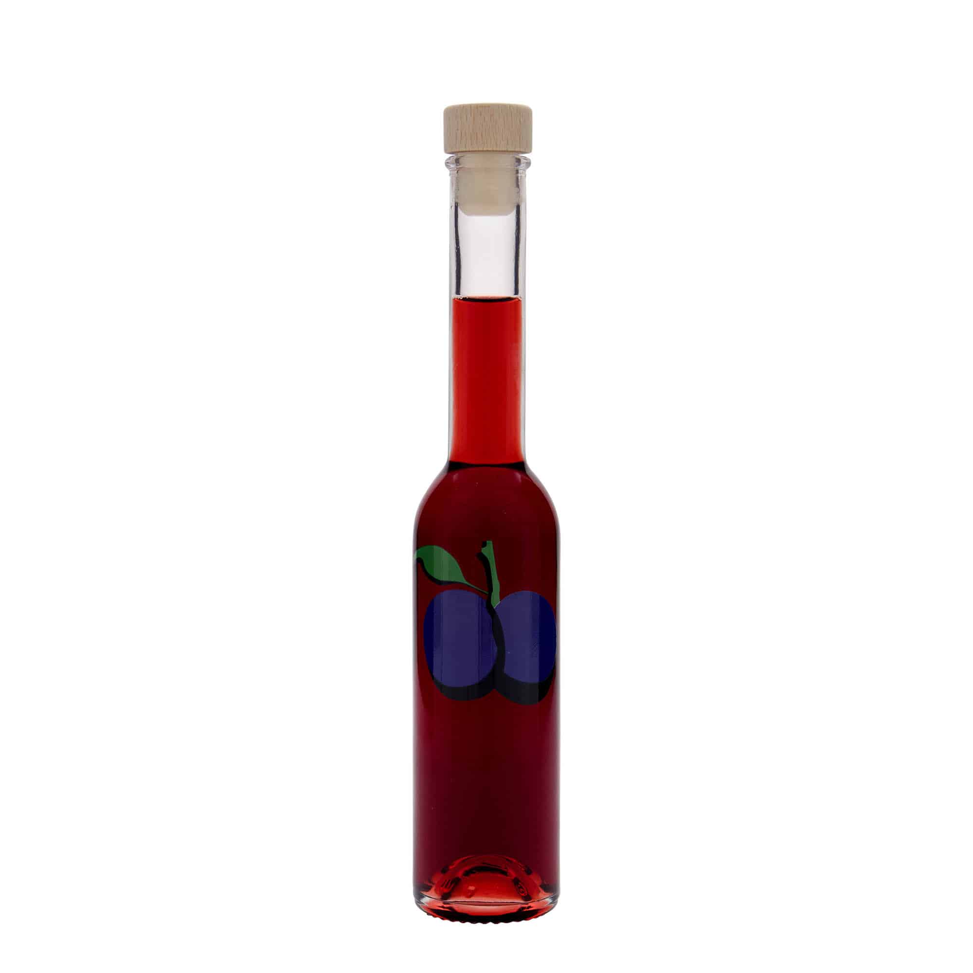 200 ml glasflaska 'Opera', motiv: plommon, öppning: kork