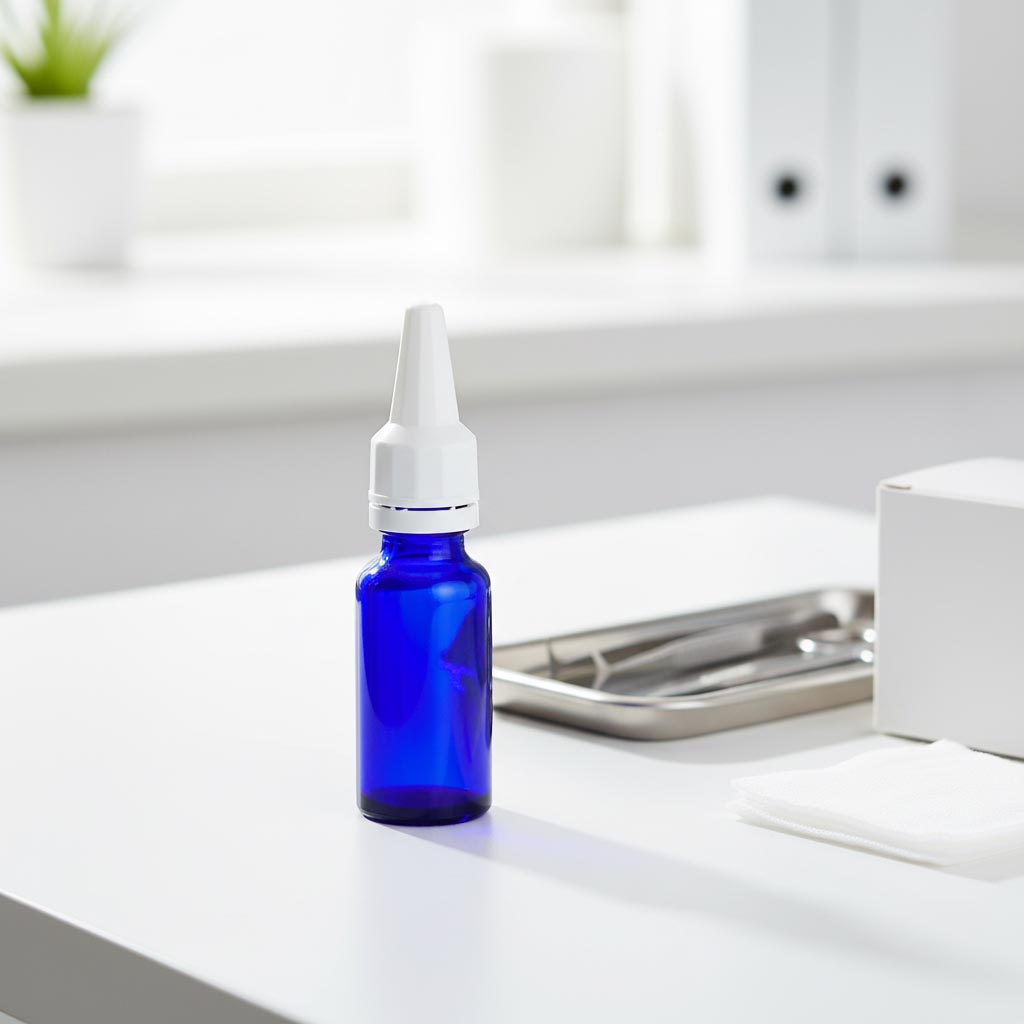 Skruvlock med applikator, PE-plast, vit, för mynning: DIN 18