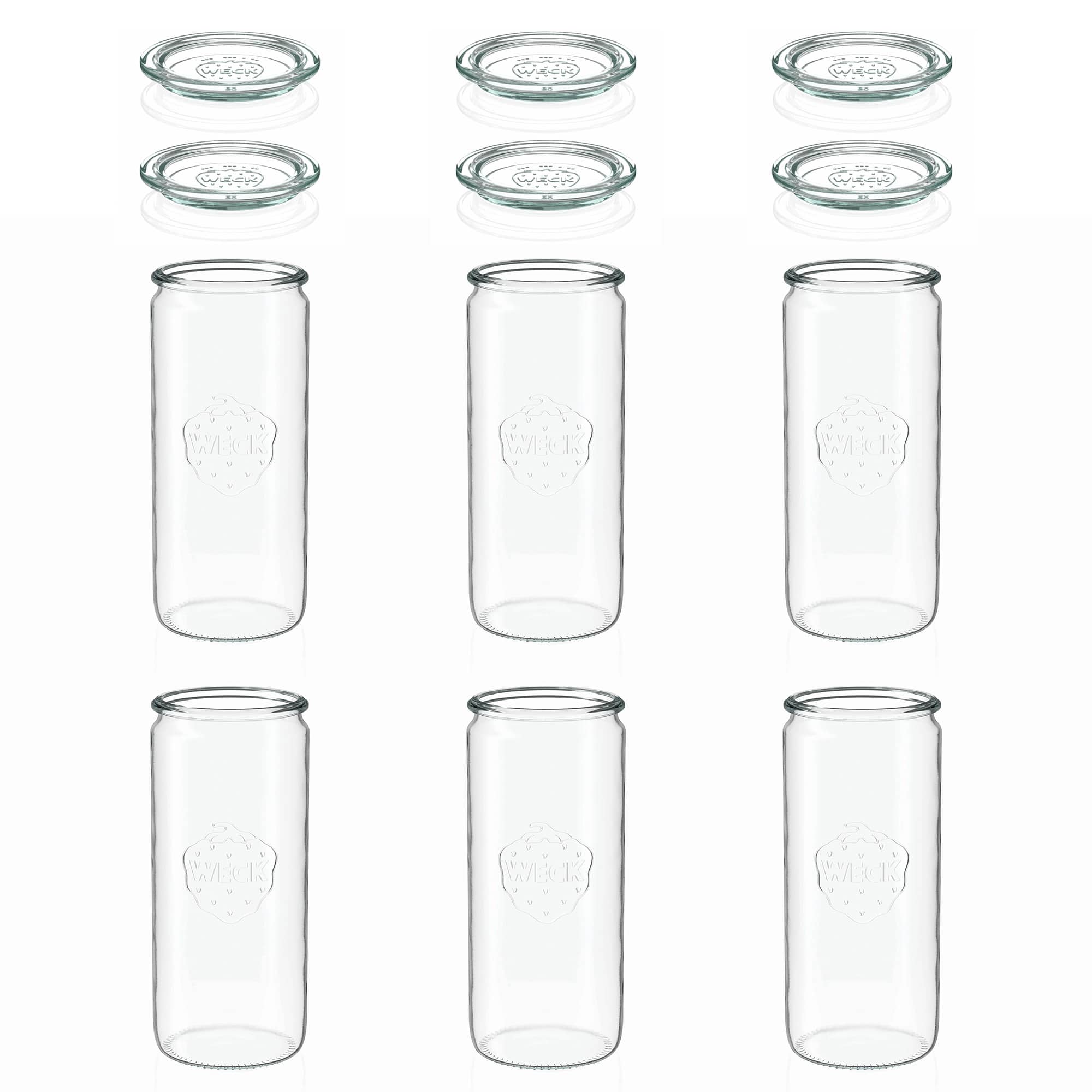 6x 1040 ml WECK-cylinderglas med glaslock RR 80