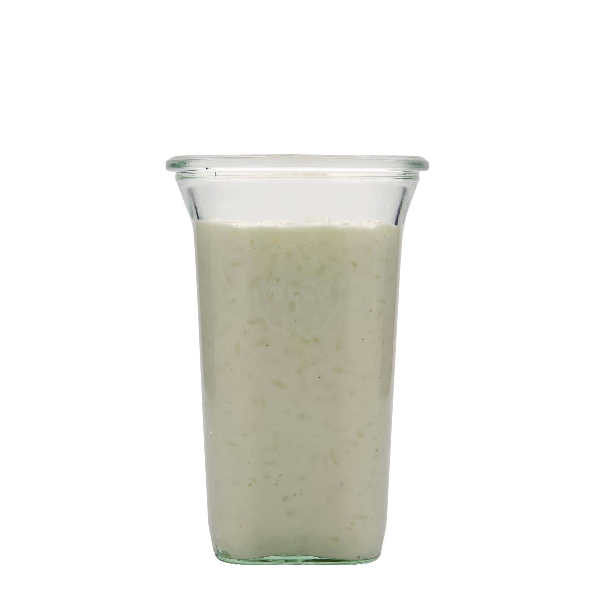 795 ml WECK-quadroglas, kvadratisk, plast, mynning: rund kant