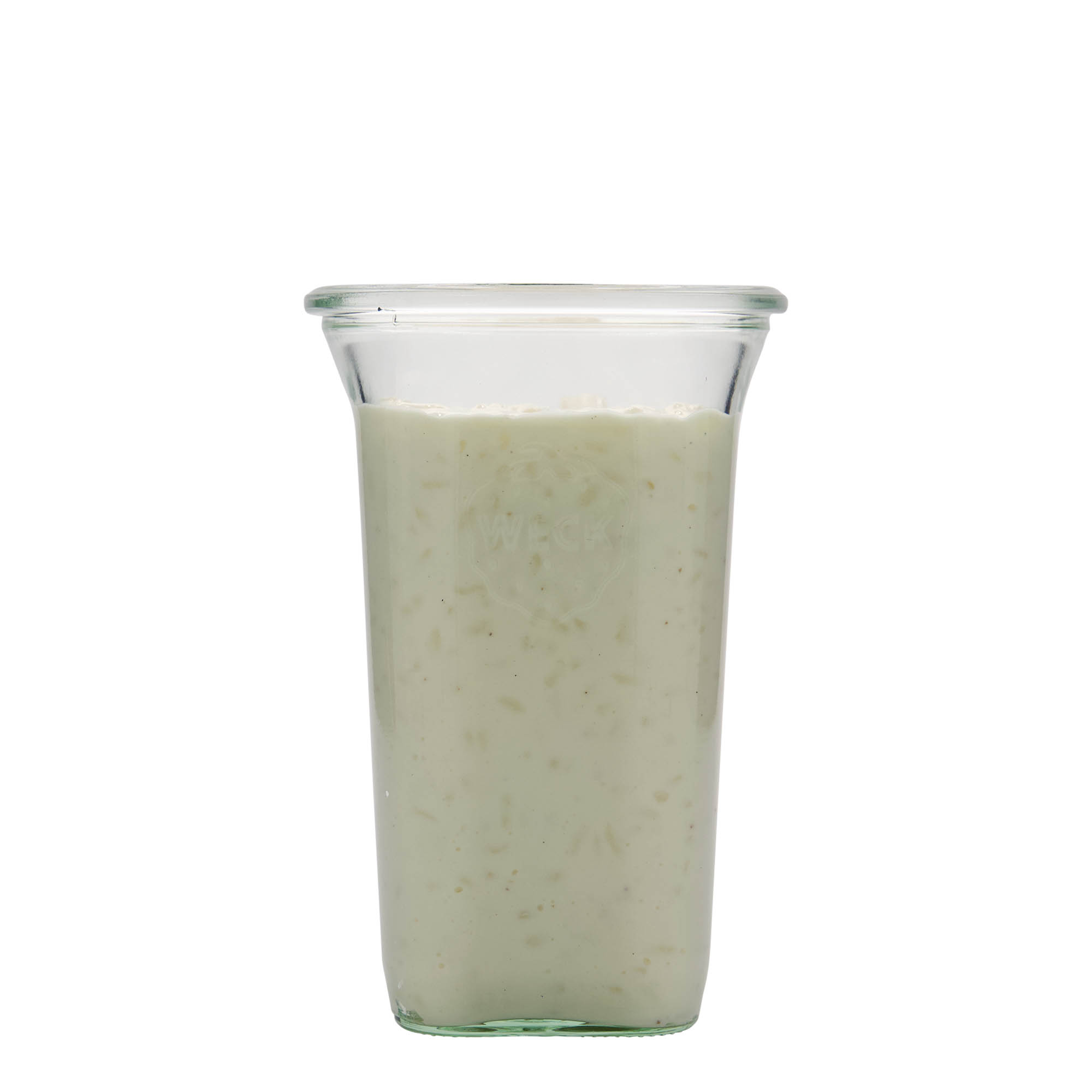 795 ml WECK-Quadroglas, fyrkantigt, öppning: rund kant