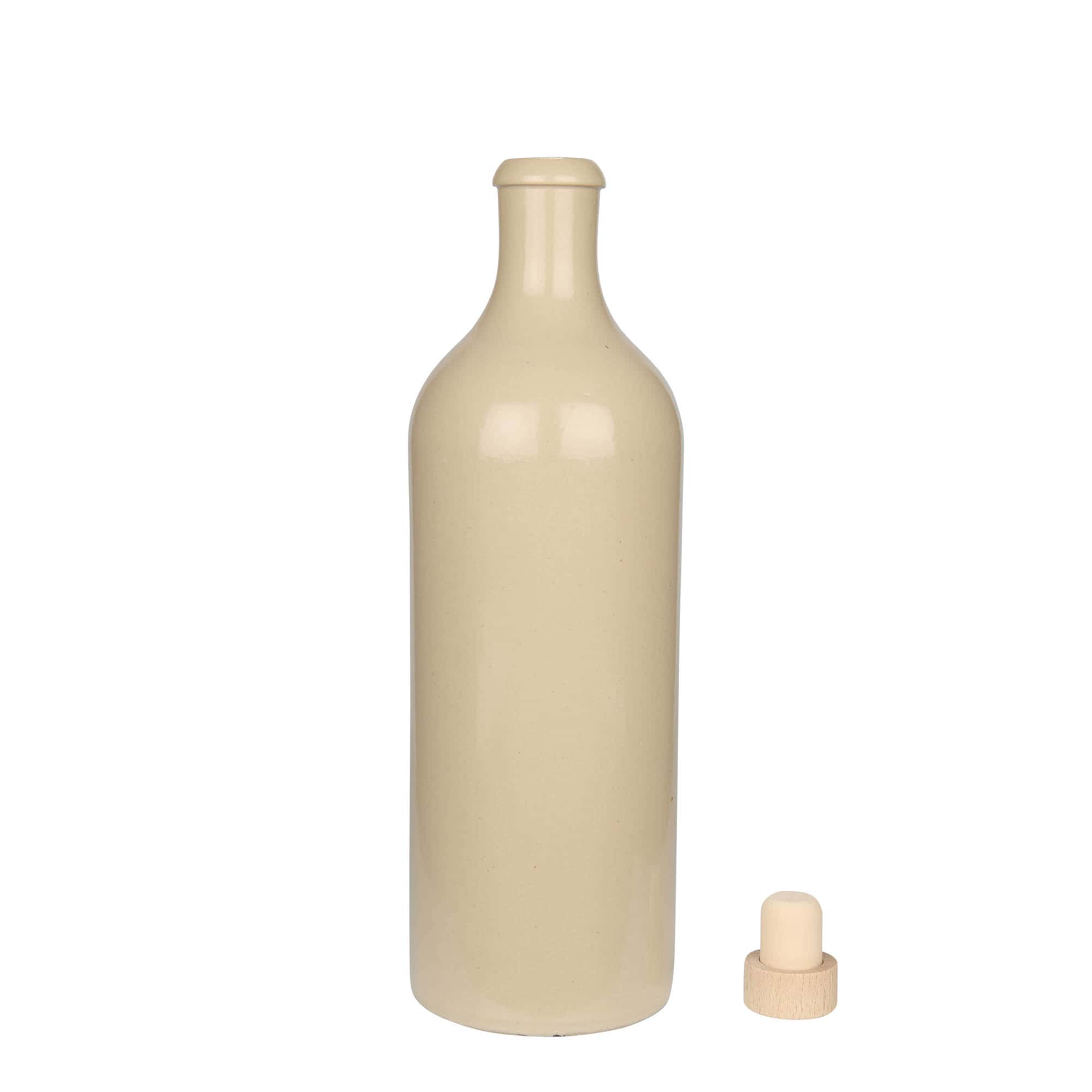 750 ml lerkrus, stengods, beige, öppning: kork