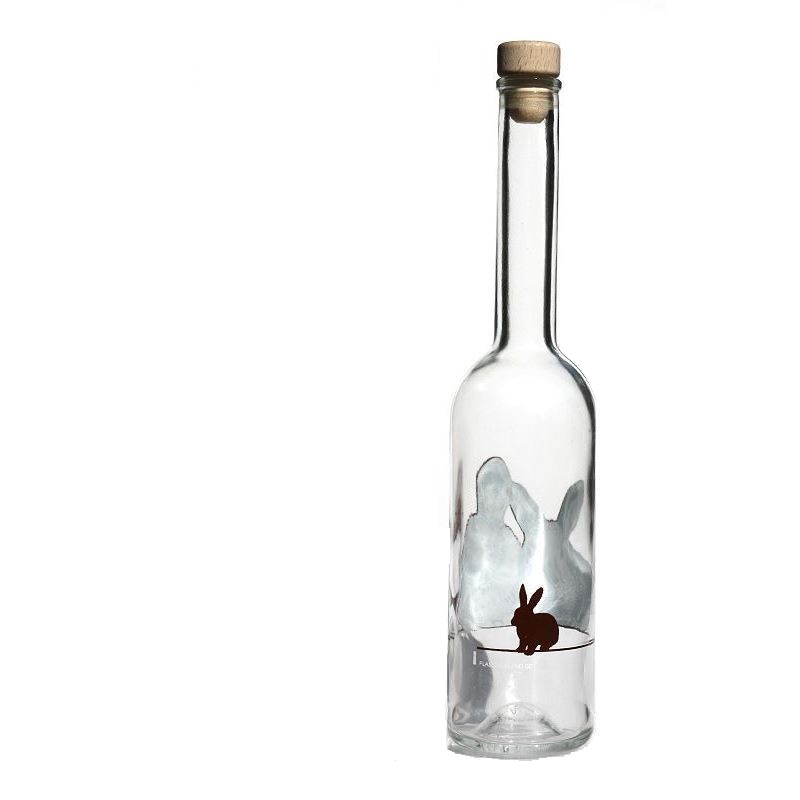 500 ml glasflaska 'Opera', motiv: kanin, öppning: kork