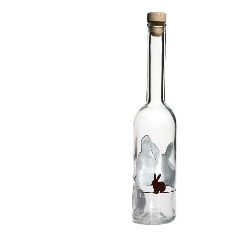 500 ml glasflaska 'Opera', motiv: kanin, öppning: kork