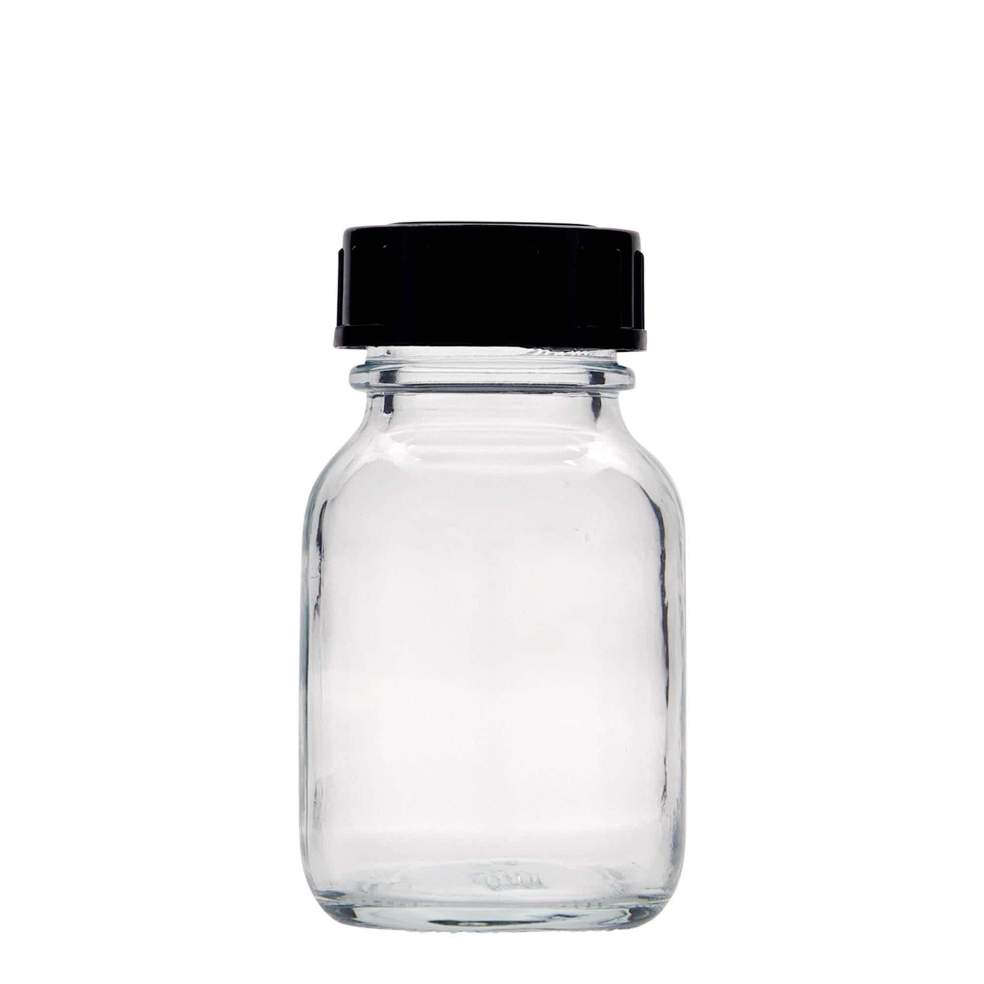 50 ml burk med bred hals, mynning: DIN 32