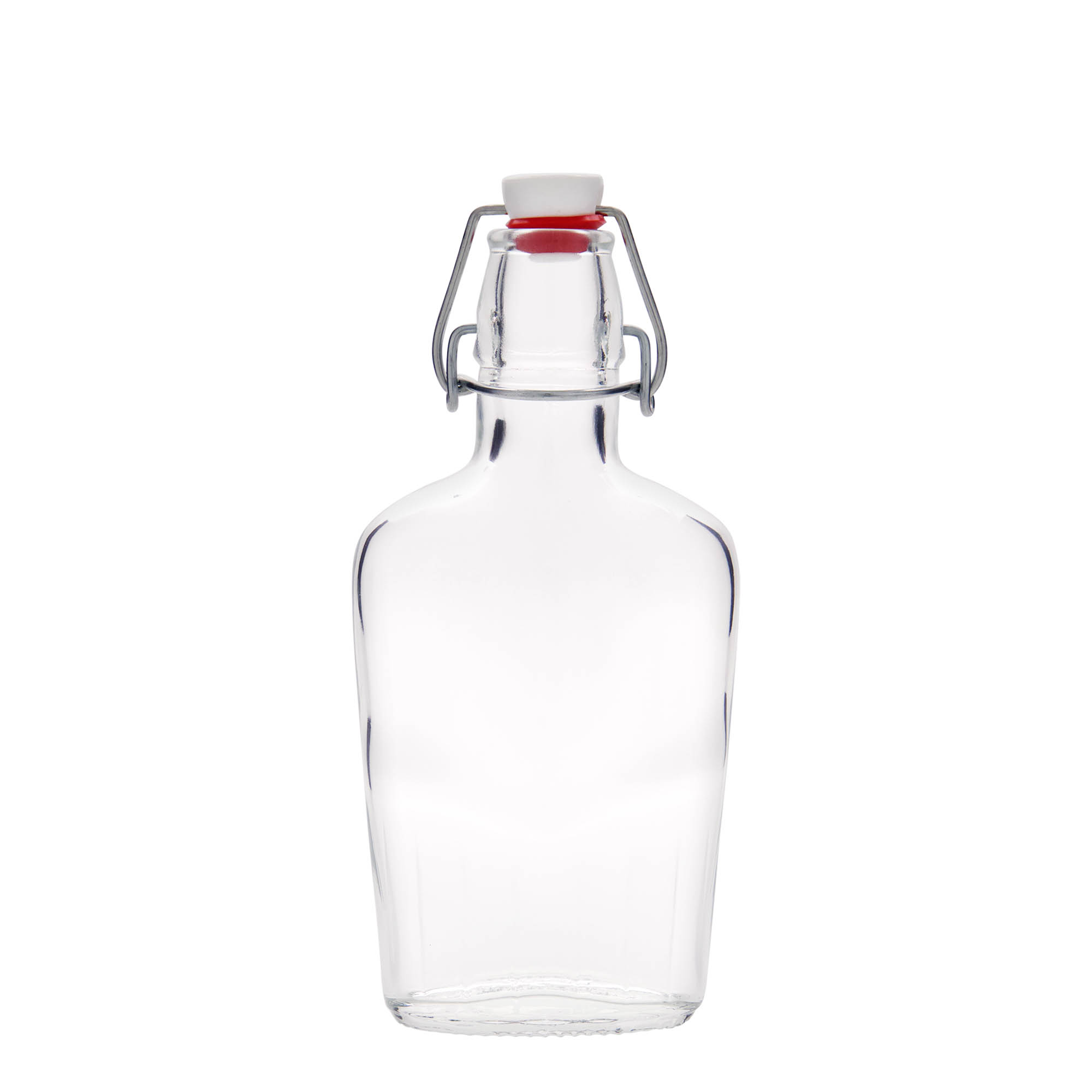 250 ml glasflaska 'Fiaschetta', oval, mynning: klämma