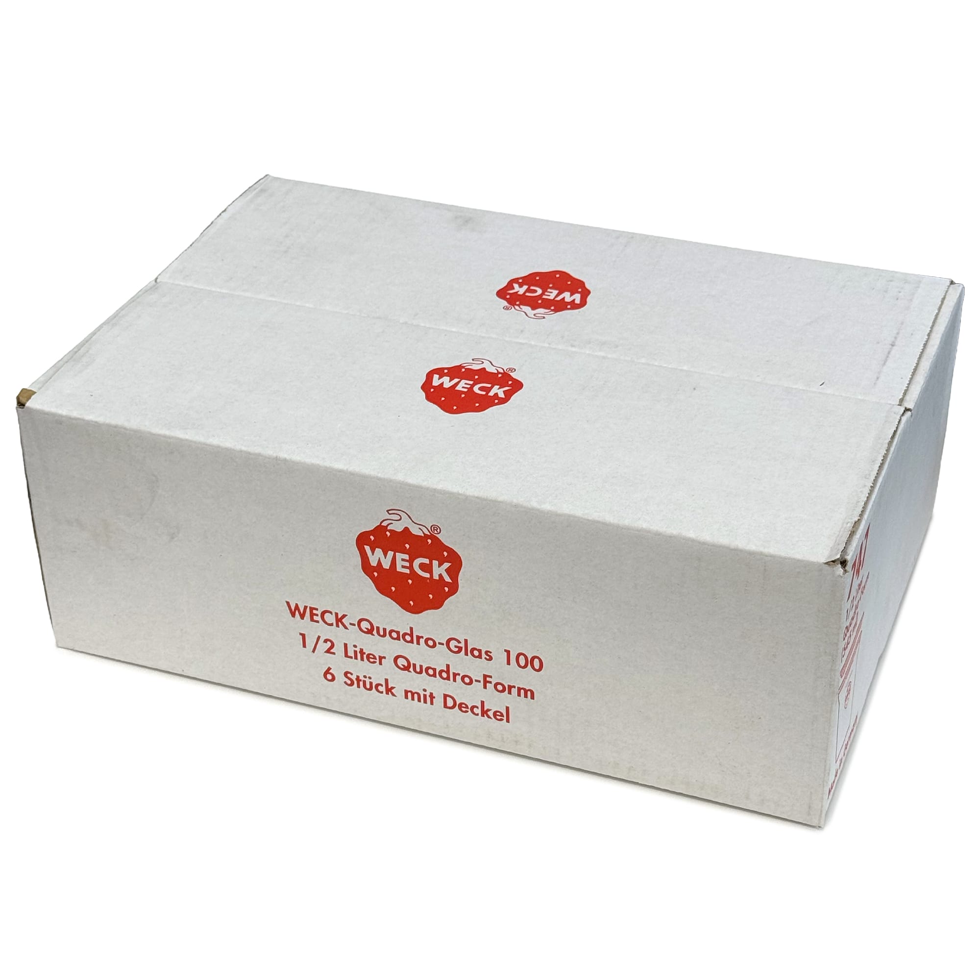 6x 545 ml WECK-Quadroglas med glaslock RR 100