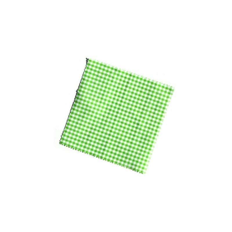 Rutig tygrundel för syltburk 12x12, kvadratisk, textil, lindblomsgrön, mynning: TO38-TO53