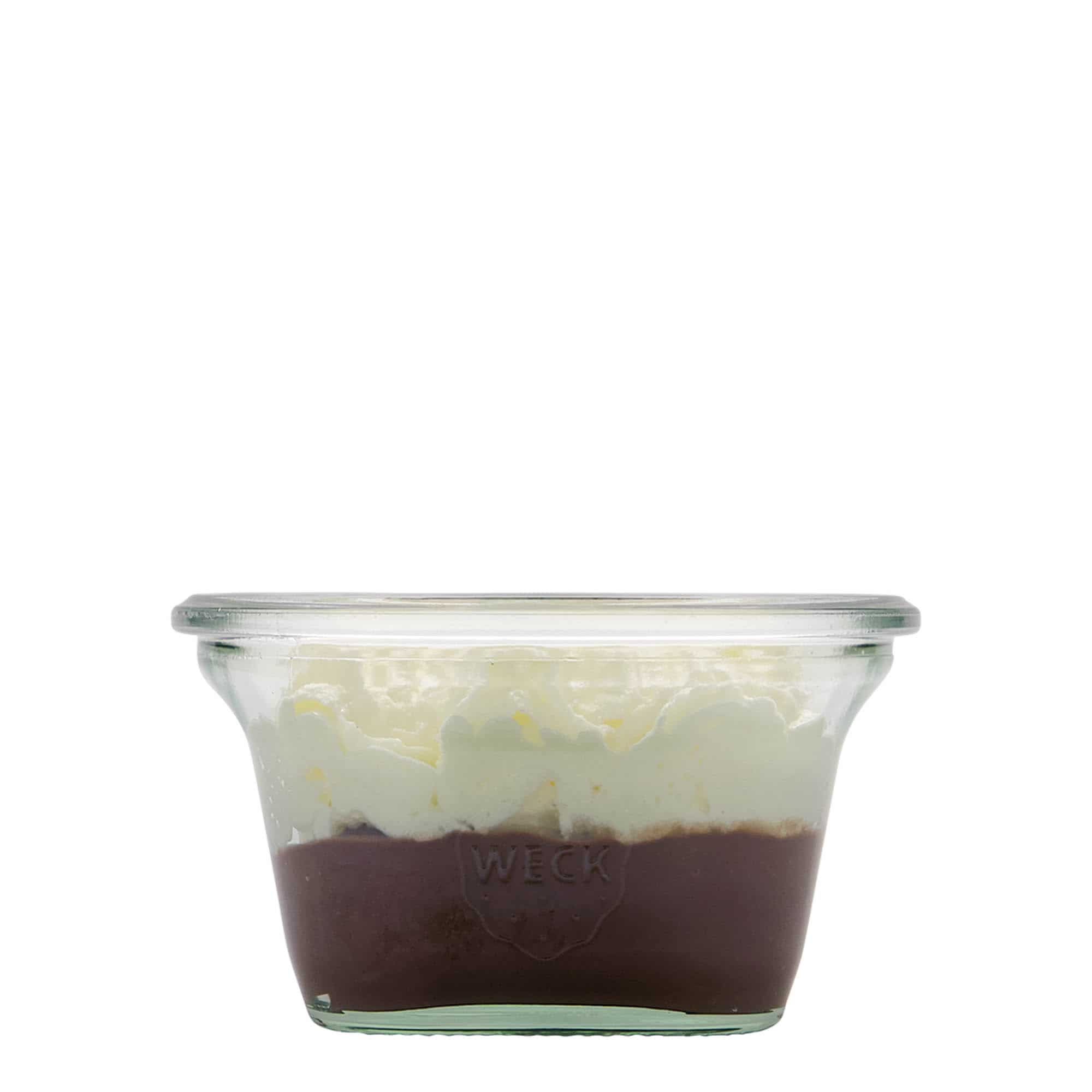 290 ml WECK-quadroglas, kvadratisk, plast, mynning: rund kant